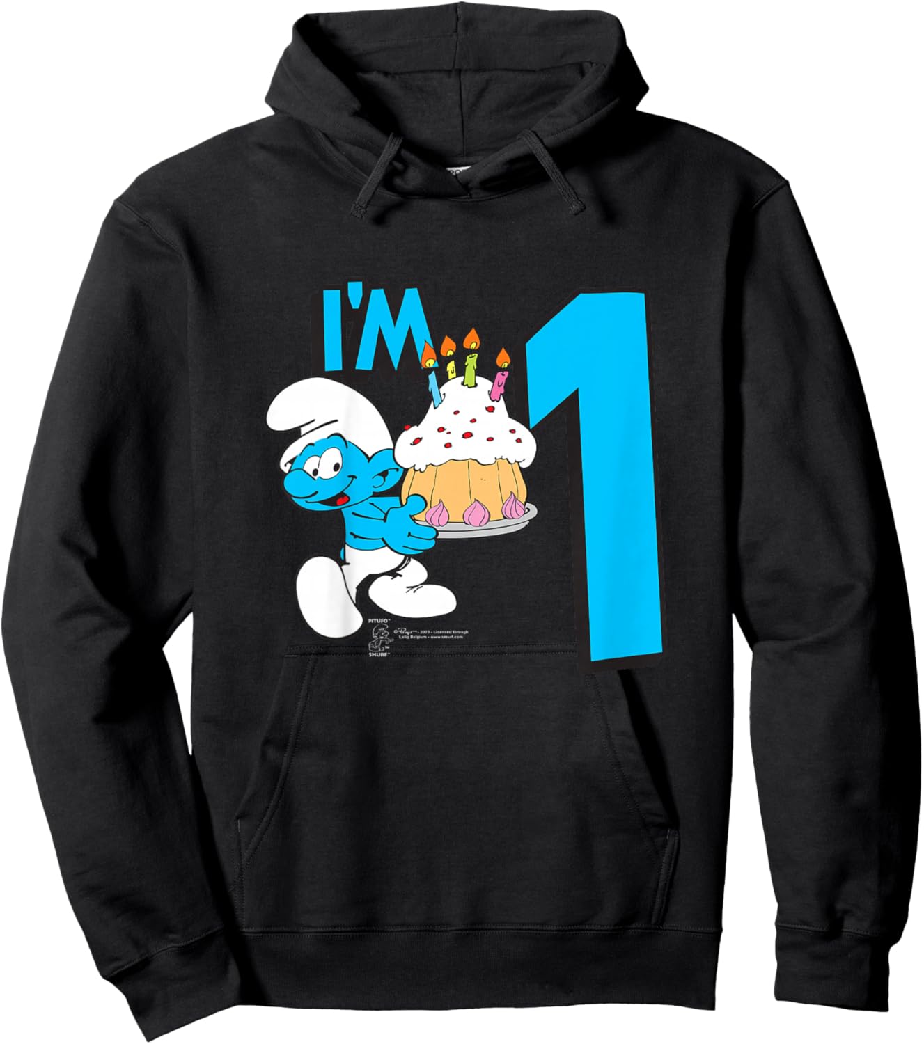 Kids The Smurfs Birthday I'm 1 Hoodie - Hoodie | Black