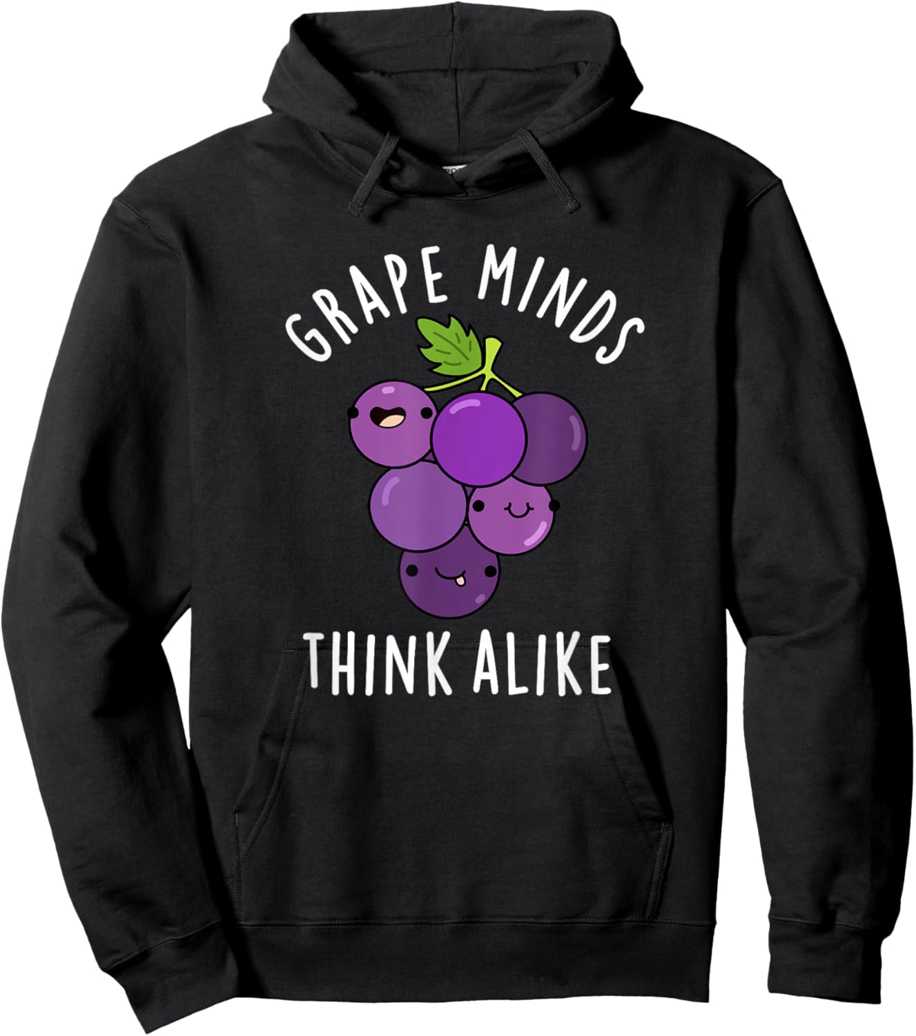 Grape Minds Think Alike Funny Fruit Pun Hoodie - Hoodie | Black