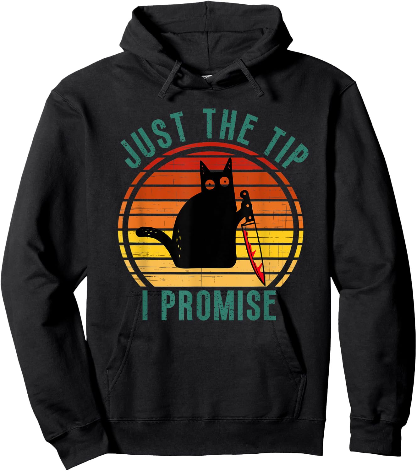 Halloween Creepy Cat Just The Tip I Promise Cat With Knife Women Hoodie - Hoodie | Black