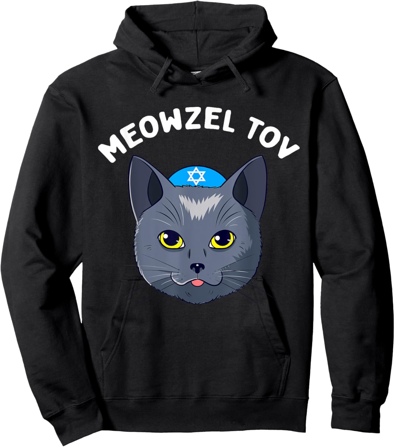 Meowzel Tov Hanukkah Cat Chanukah Funny Jewish Xmas Gift Women Kids Hoodie - Hoodie | Black