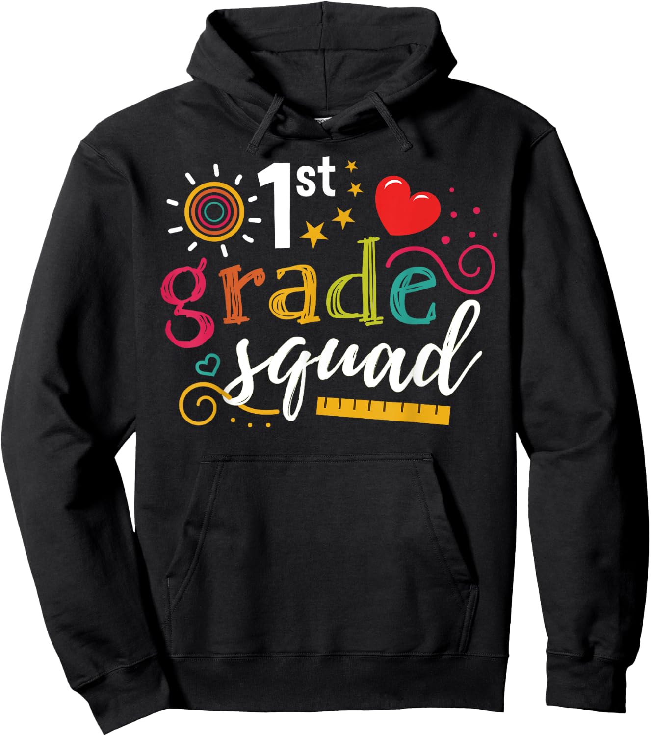 1st First Grade Squad Student Teacher Gift Back To School Women Girls Kids Hoodie - Hoodie | Black