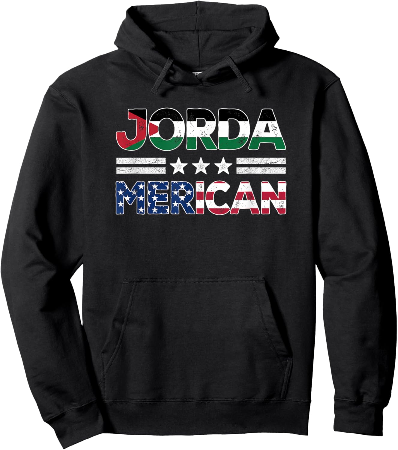 JordaMerican Half Jordanian American Flag US Dual Citizen Men Hoodie - Hoodie | Black