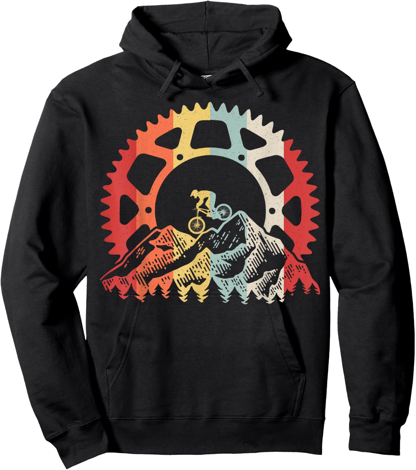 Mountain Biking Gear Retro Vintage MTB Bicycle Bike Rider Hoodie - Hoodie | Black