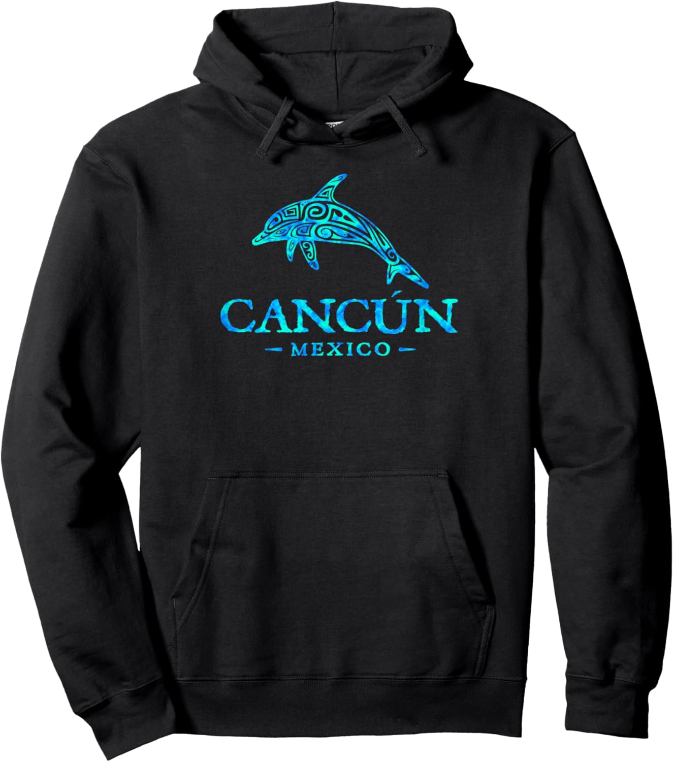 Cancun Mexico Colorful Dolphin Boys Girls Men Women Souvenir Hoodie - Hoodie | Black