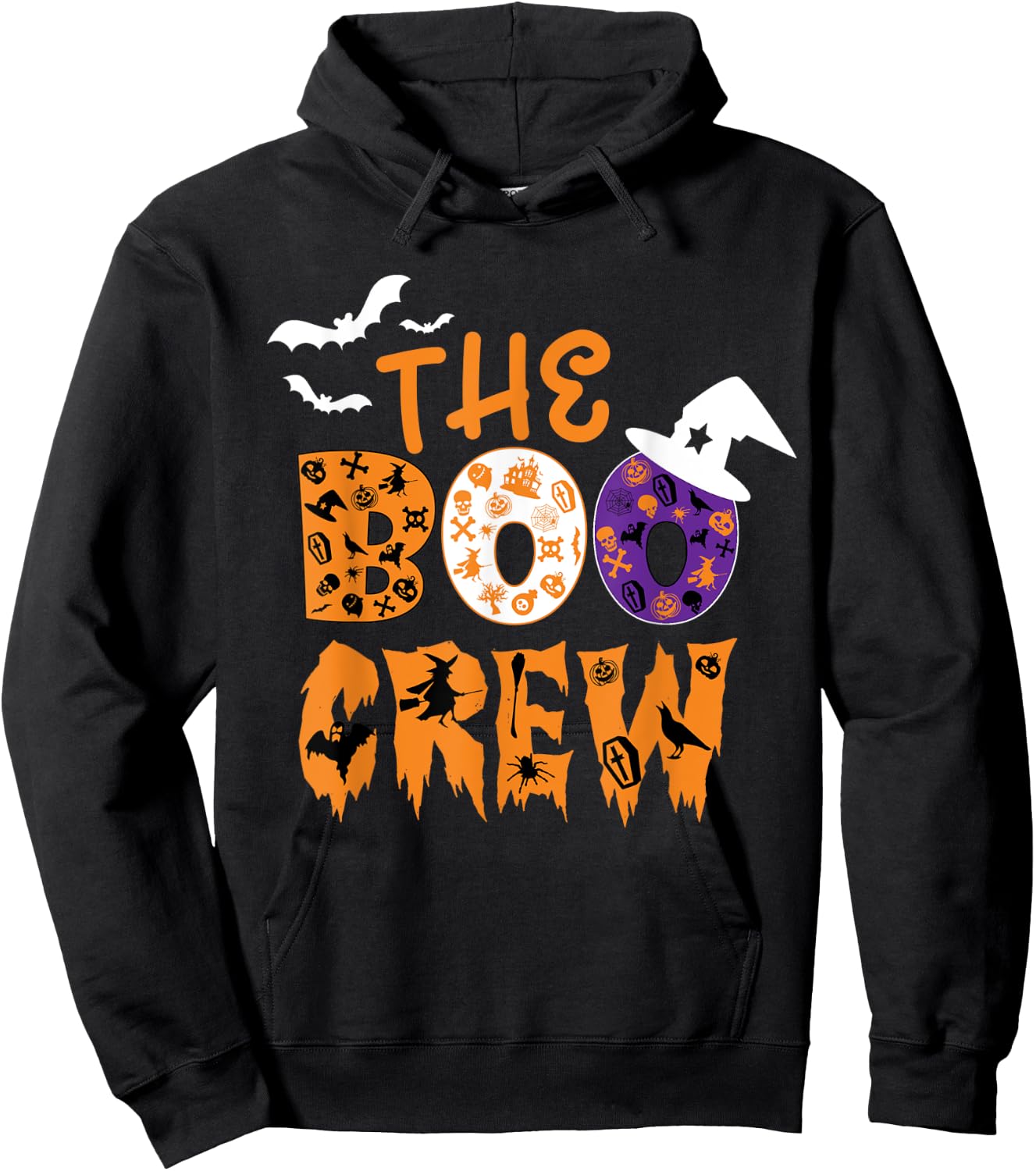 Halloween The Boo Crew Spooky Bats and Witches Fun Family Hoodie - Hoodie | Black