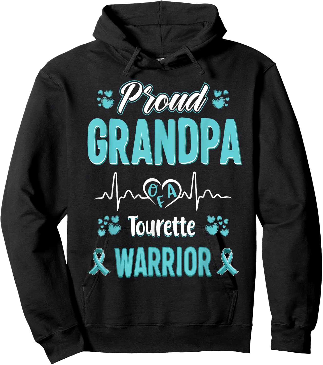 proud Grandpa Tourette syndrome warrior awareness ribbon Hoodie - Hoodie | Black