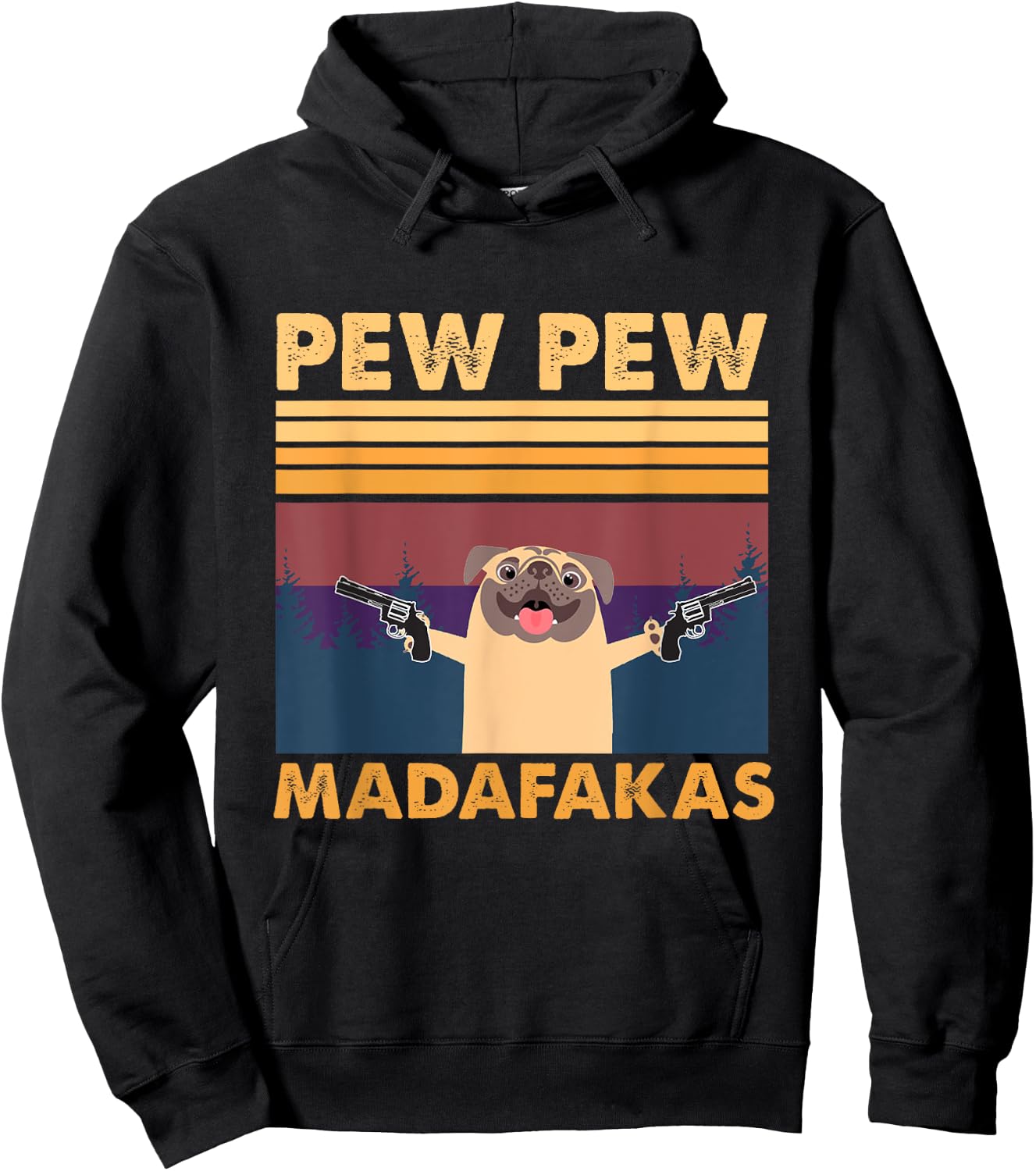 Vintage PewPew Mada-fakas Crazy Pew Pug Hoodie - Hoodie | Black