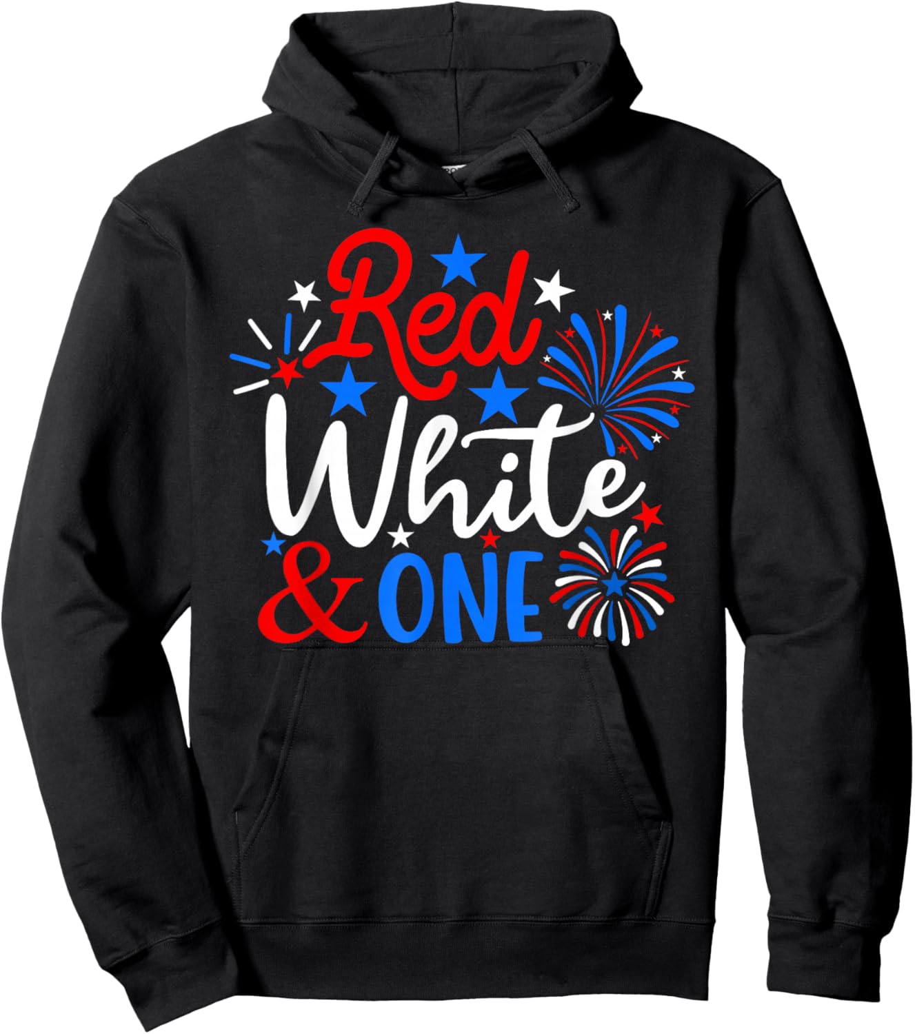 Red White And One 4th Of July 1st Birthday Patriotic Hoodie - Hoodie | Black