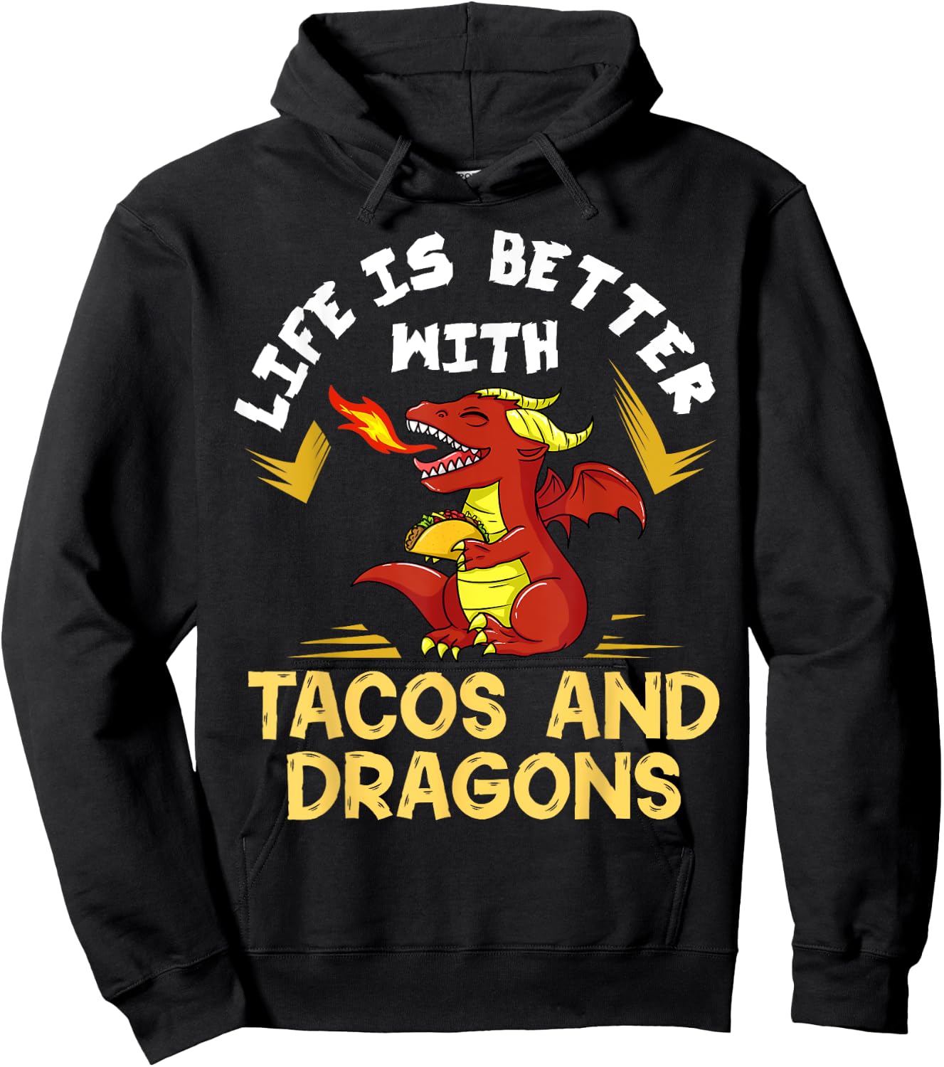 Dragons Tacos Women Men Kids Mexican Love Hoodie - Hoodie | Black