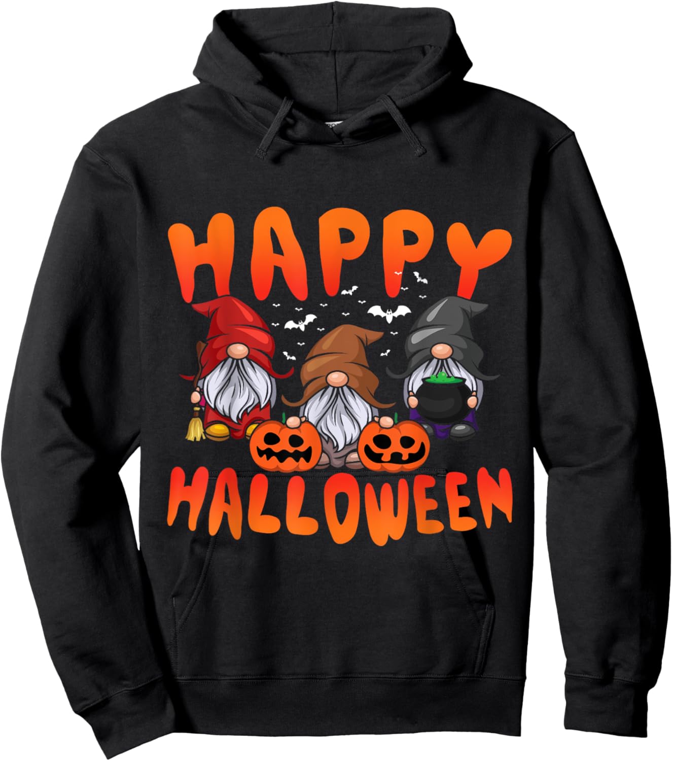 Gnomes Halloween Greeting Holiday Pumpkin Creepy Halloween Hoodie - Hoodie | Black