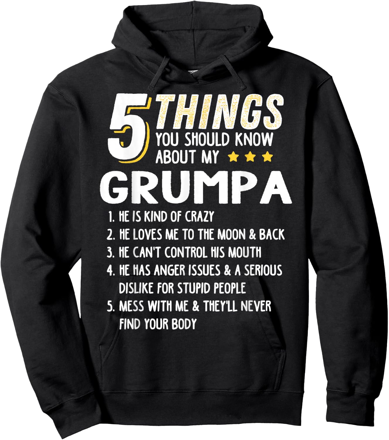 Funny 5 Things Grandpa Grumpa Shirt Crazy Gift Hoodie - Hoodie | Black