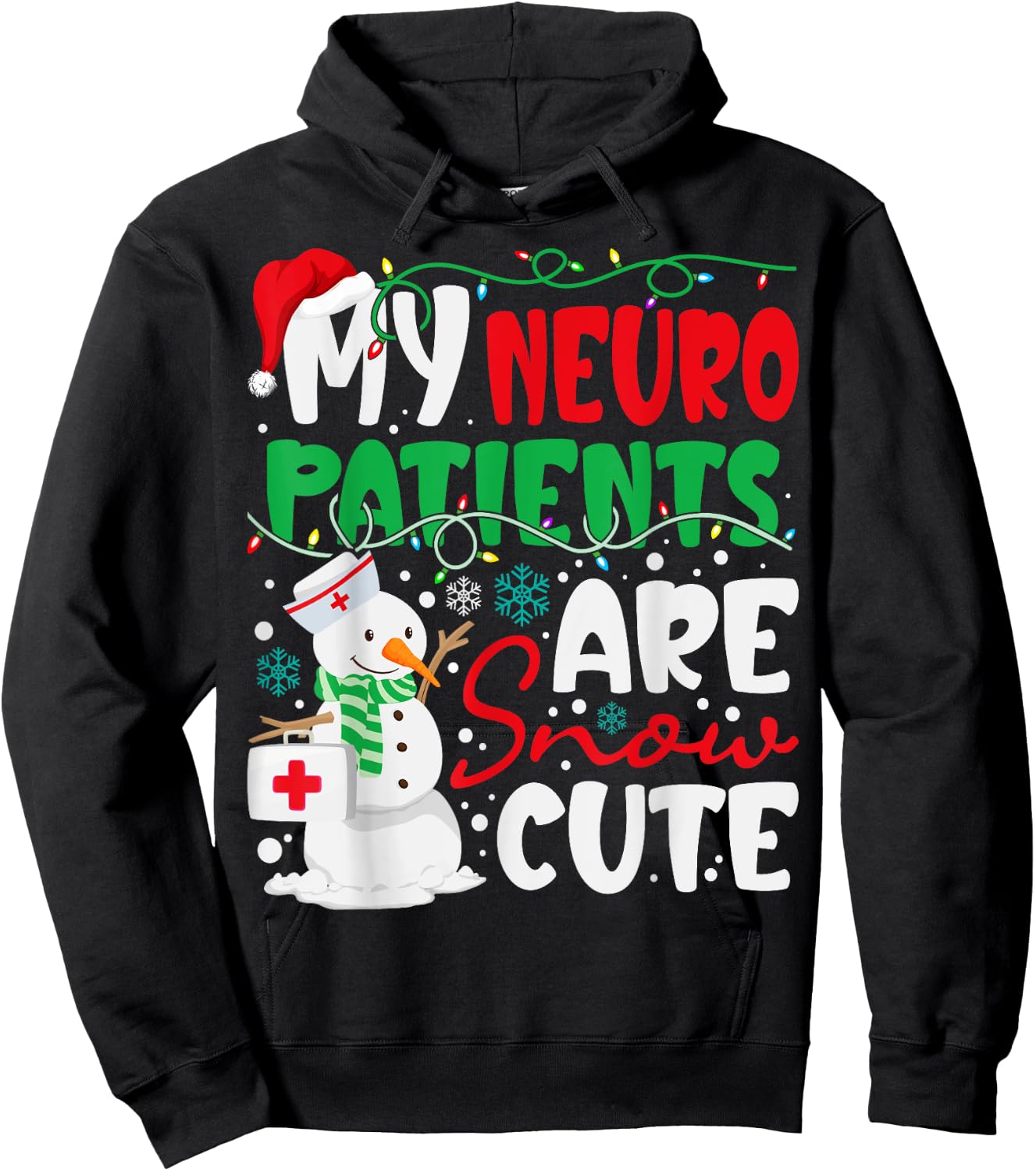 Funny Neuro Christmas Snowmies Cute Neuroscience Nurse Hoodie - Hoodie | Black