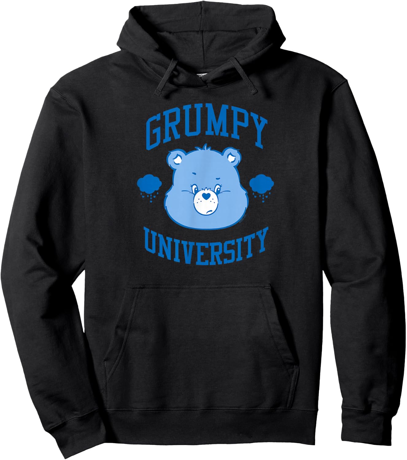 Care Bears Grumpy University Retro Cartoon Hoodie - Hoodie | Black
