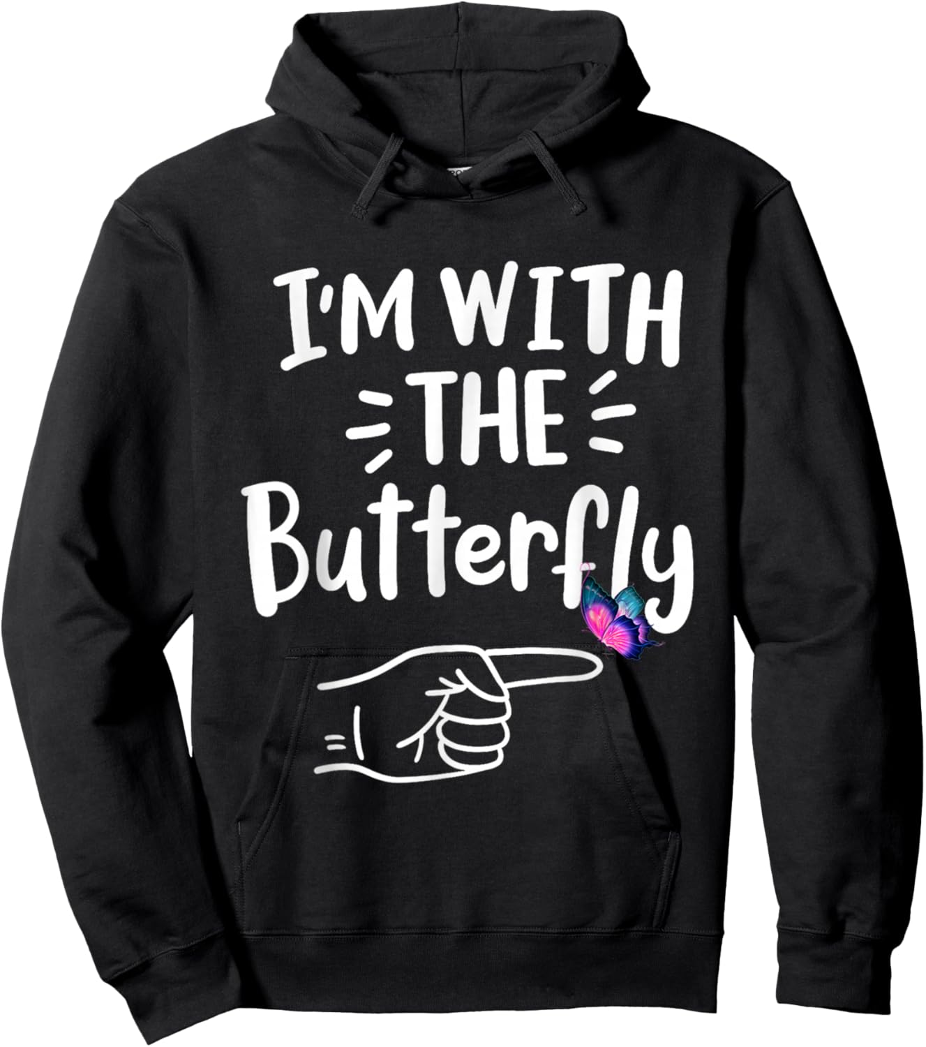 I'm With Butterfly Party Matching Couples Halloween Costume Hoodie - Hoodie | Black