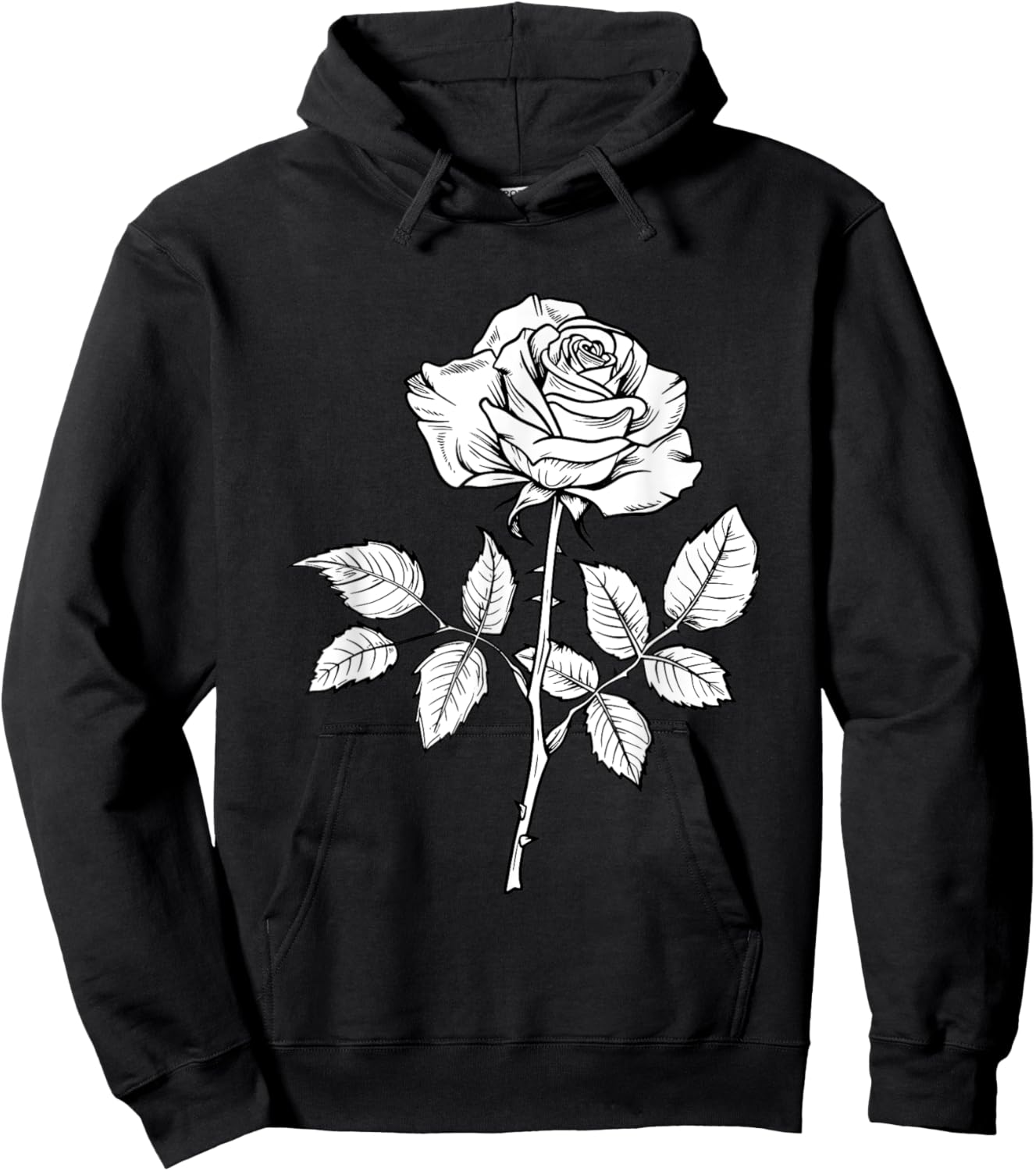 White Rose Graphic Hoodie - Hoodie | Black