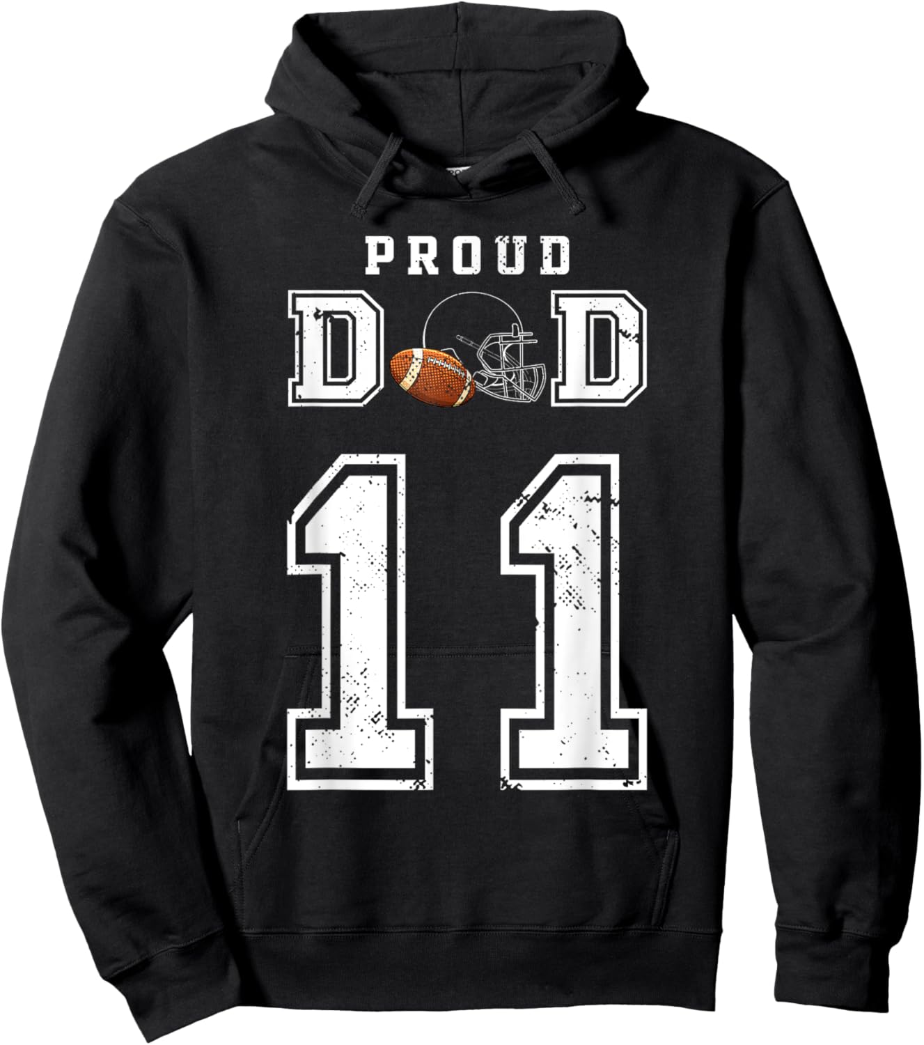 Custom Proud Football Dad Number 11 Personalized Hoodie - Hoodie | Black