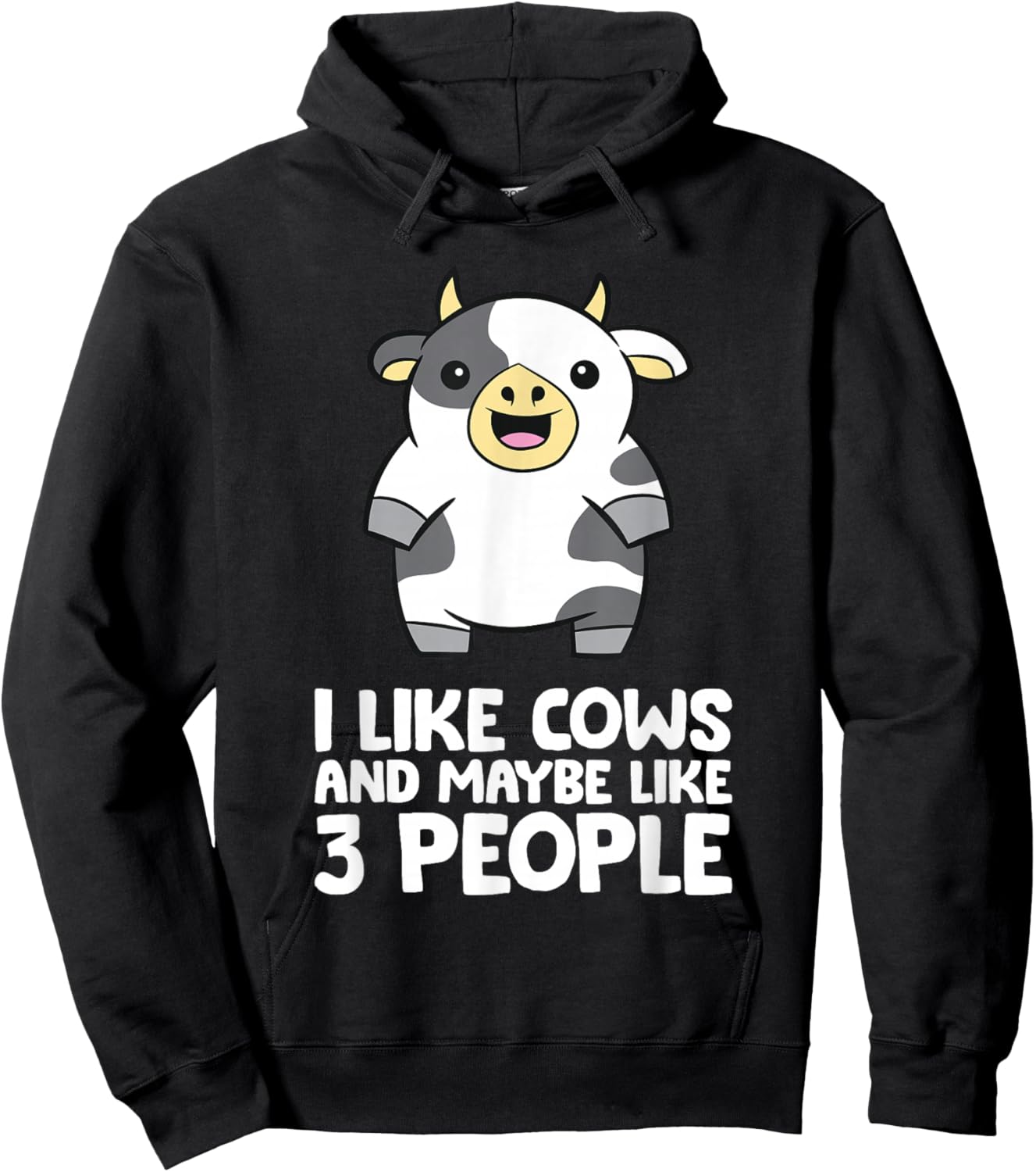 I Like Cows And Maybe Like 3 People Funny Cow Hoodie - Hoodie | Black