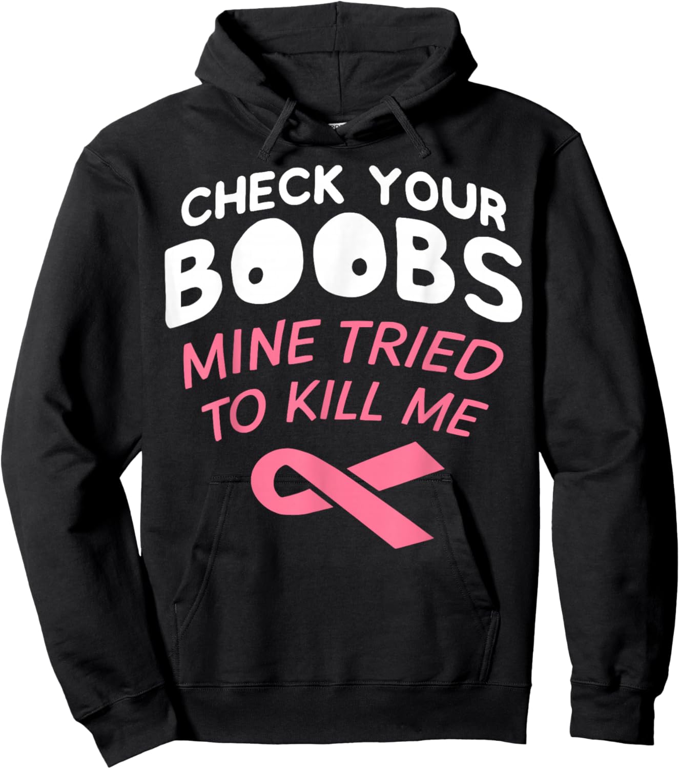 Breast Cancer Awareness Shirt Check Your Boobs Survivor Gift Hoodie - Hoodie | Black