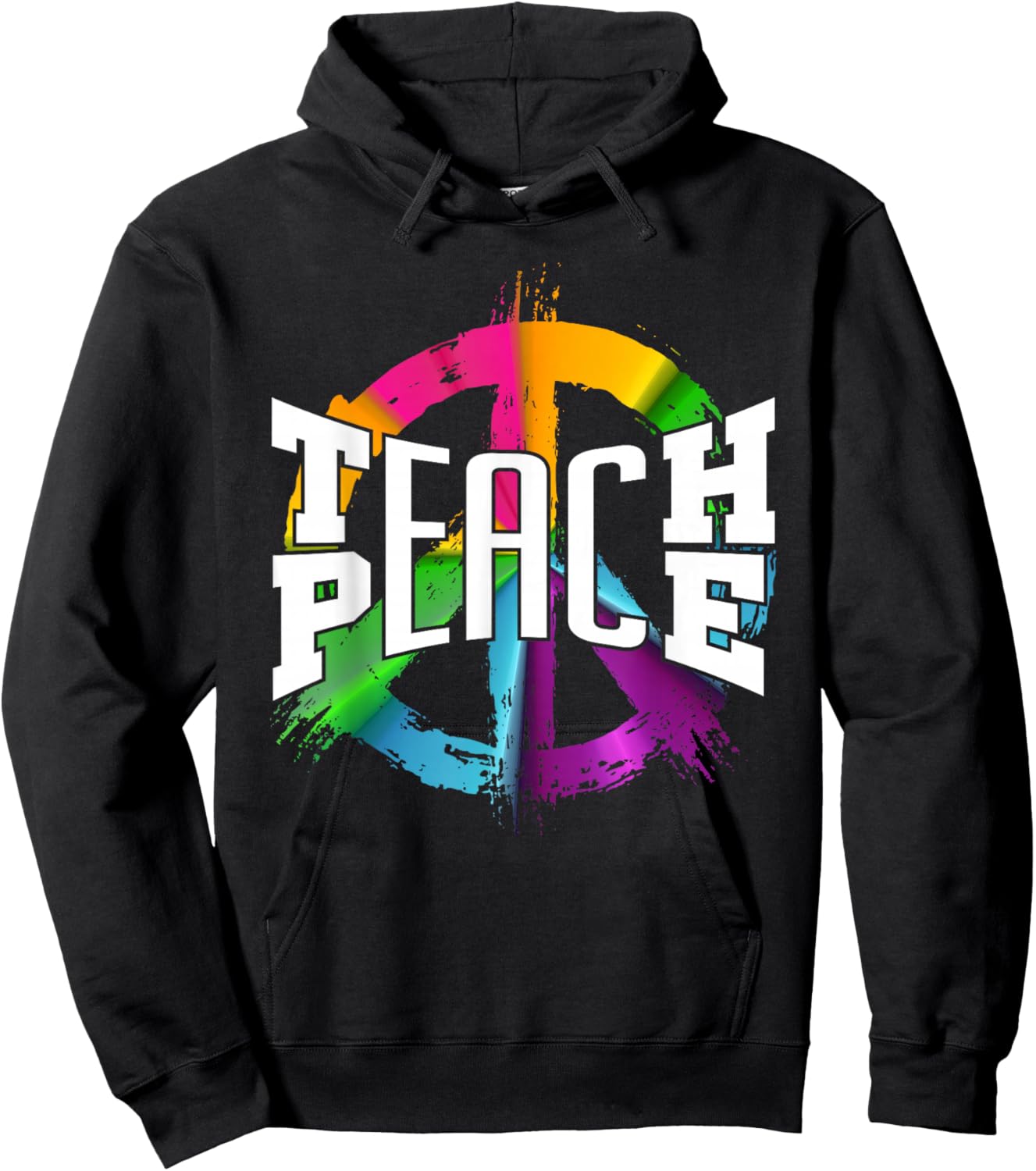 International Teach Peace Hippie Freedom Day Hoodie - Hoodie | Black