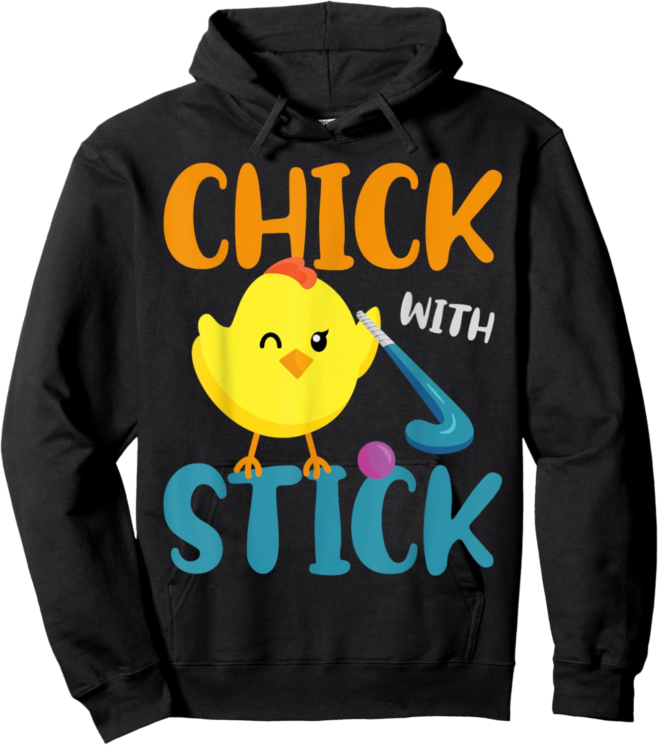 Field Hockey Chicken Chick With Stick Hoodie - Hoodie | Black