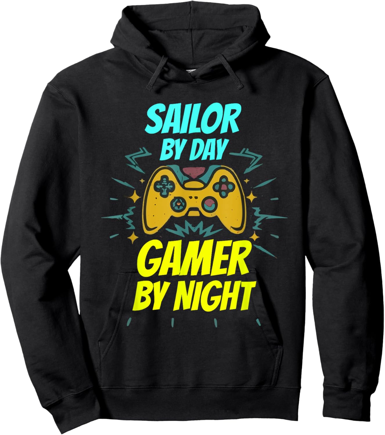 Sailor By Day Gamer By Night Funny Sailor Gaming Hoodie - Hoodie | Black