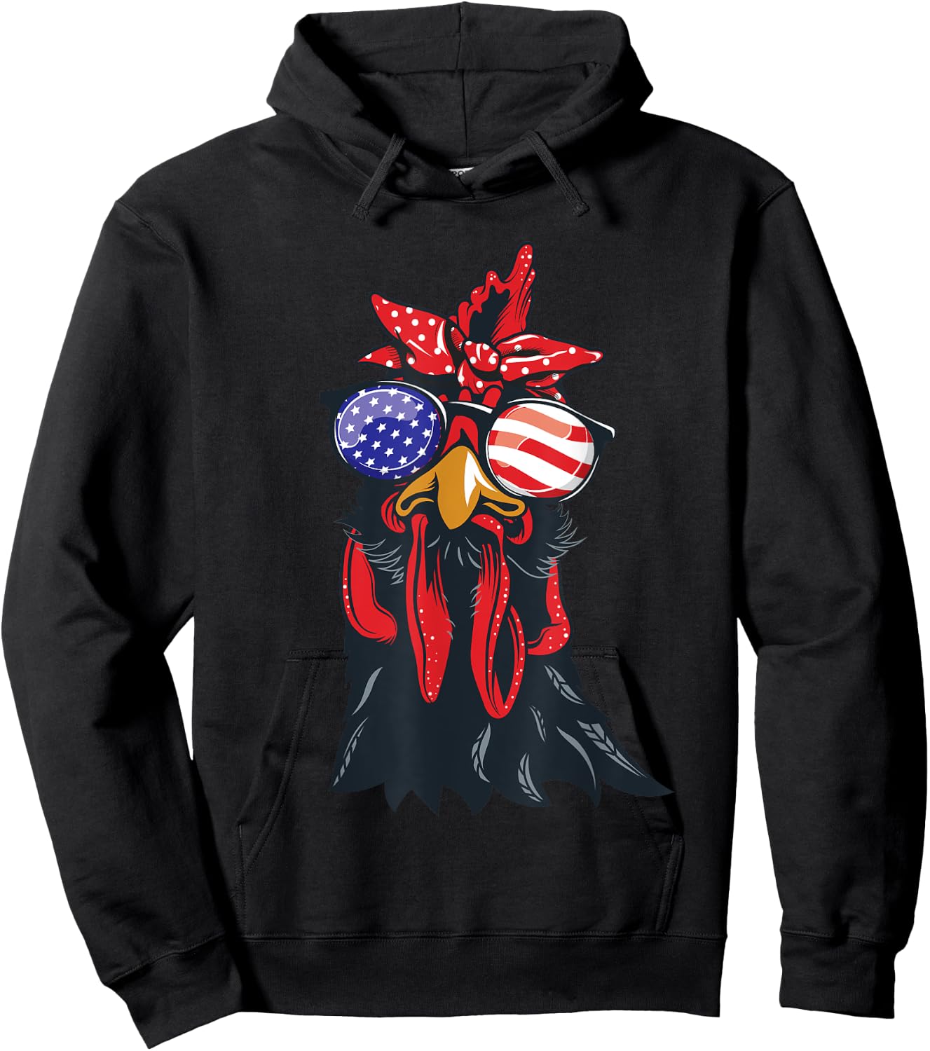 Chicken 4th of July Shirt Chicken-Lover American USA Flag Hoodie - Hoodie | Black