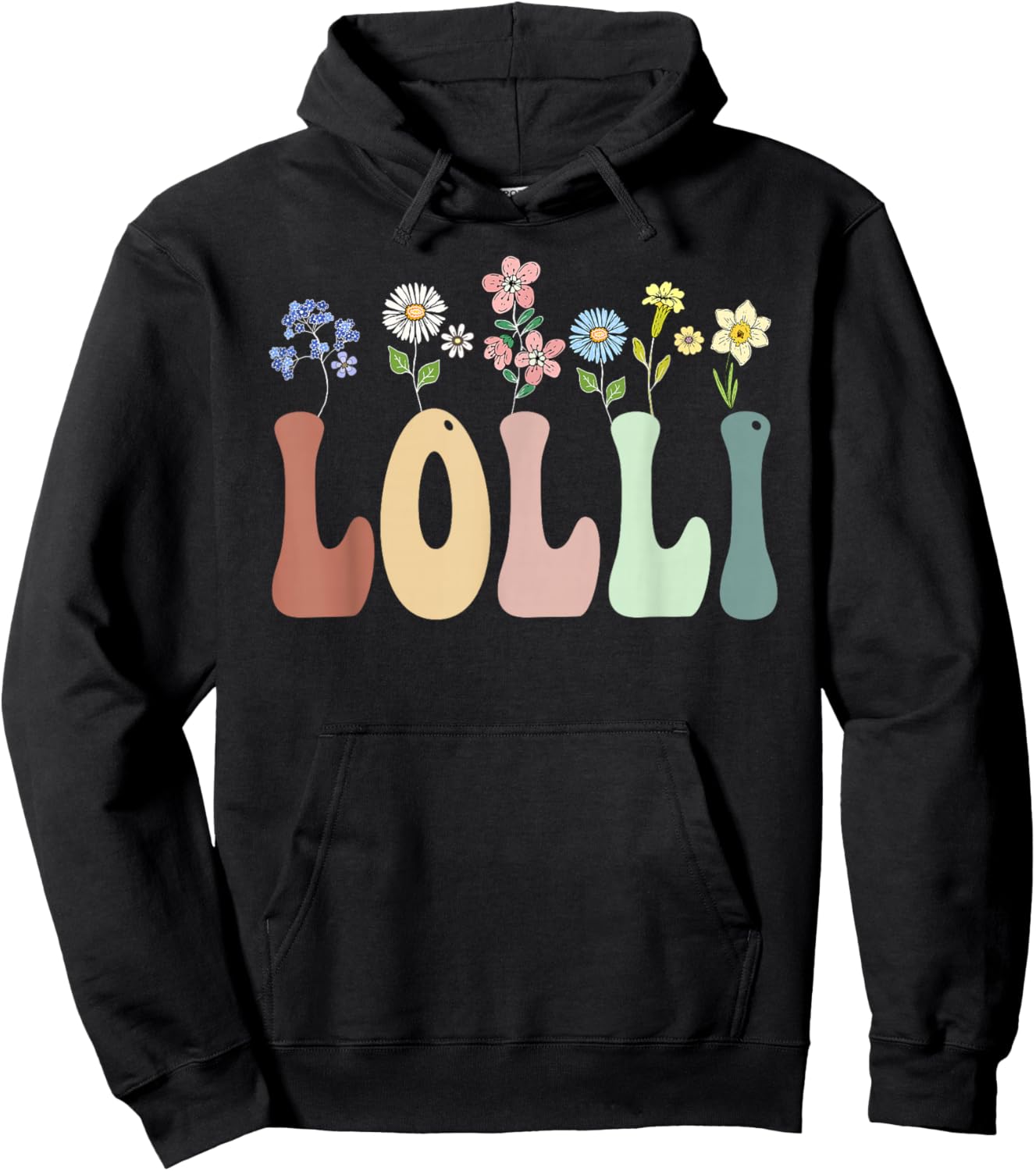 Lolli Gifts Women Wildflower Floral Design Lolli Hoodie - Hoodie | Black