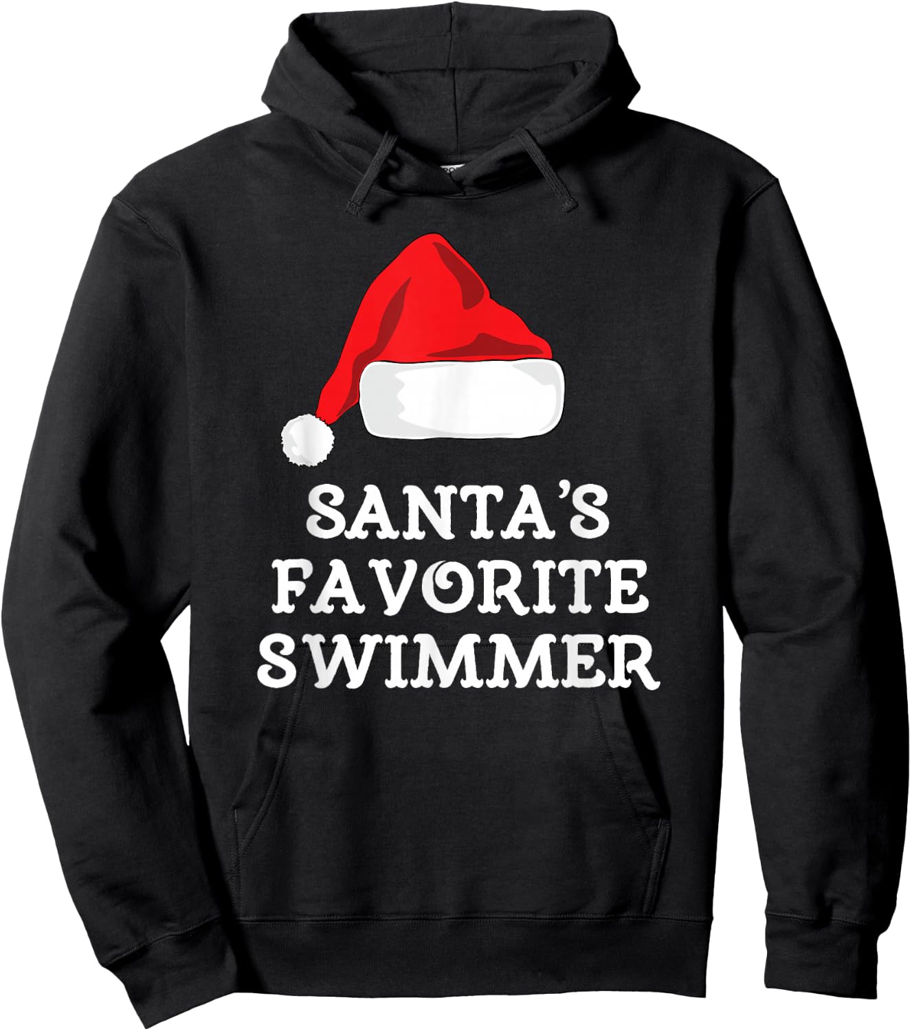 Santa's Favorite Swimmer Christmas Funny Xmas Swimming Swim Hoodie - Hoodie | Black