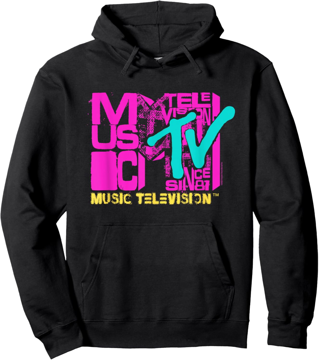 MTV Logo Stacked Letters Hoodie - Hoodie | Black