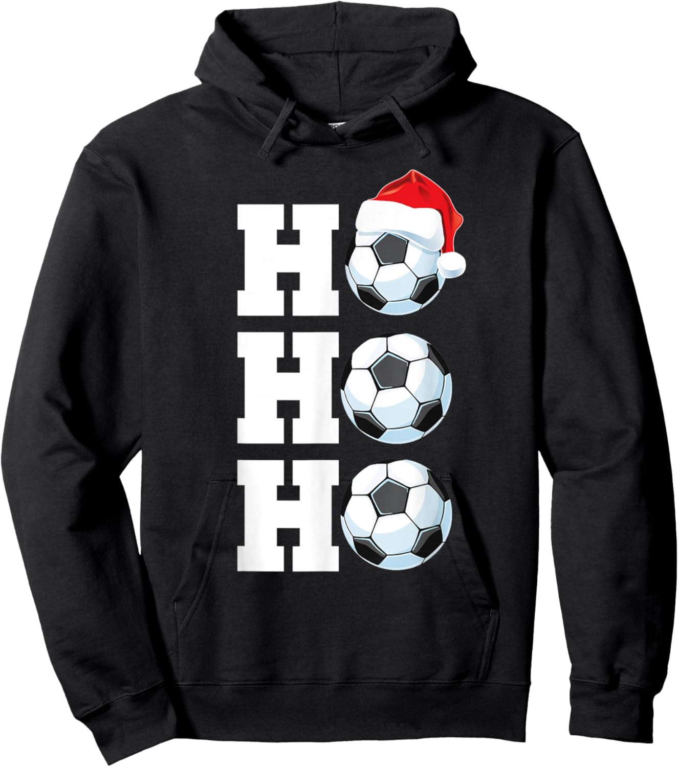 Ho Ho Ho Christmas Soccer Ball Santa Hat Funny Soccer Player Hoodie - Hoodie | Black