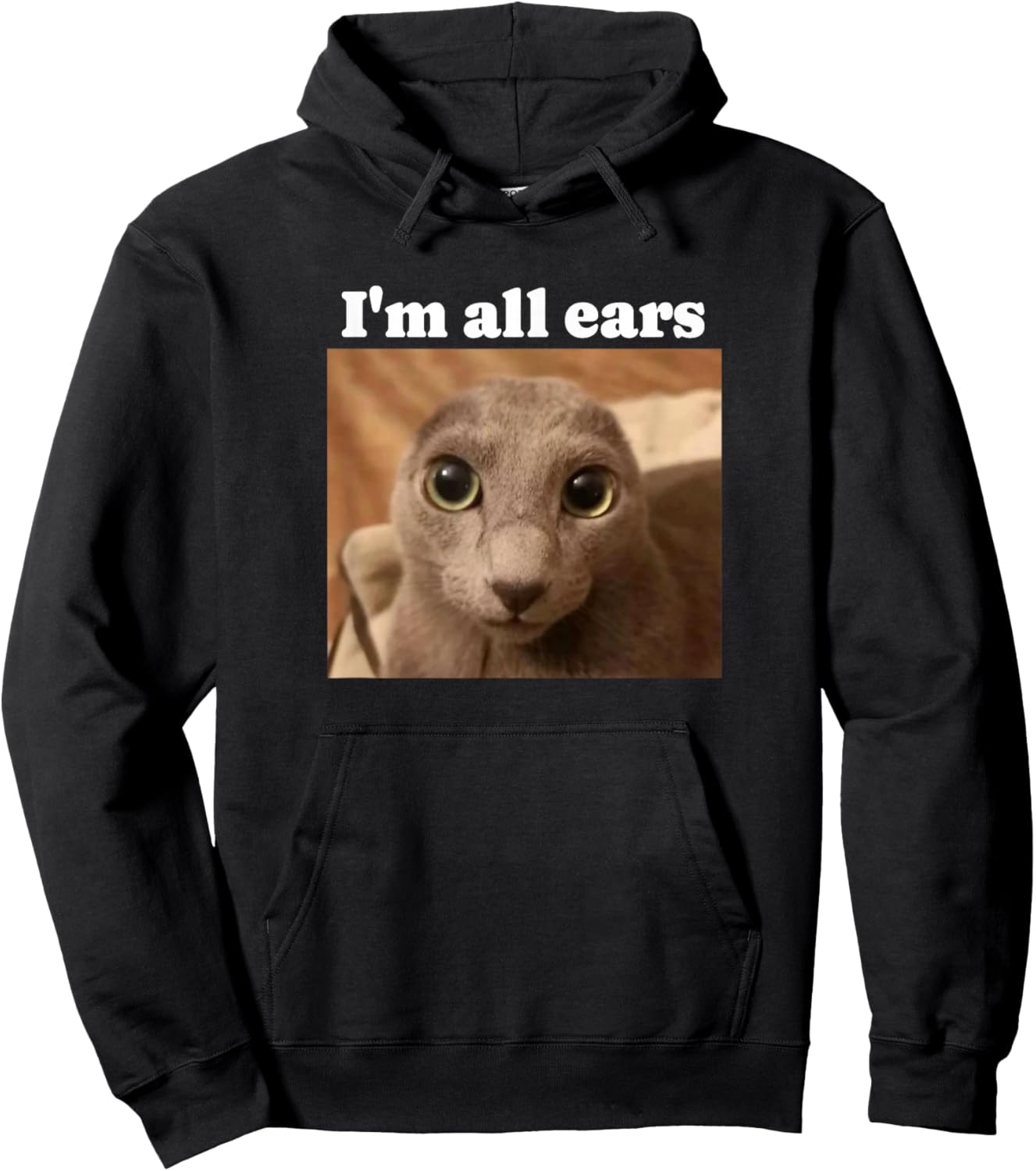 Funny no ears cat meme Hoodie - Hoodie | Black