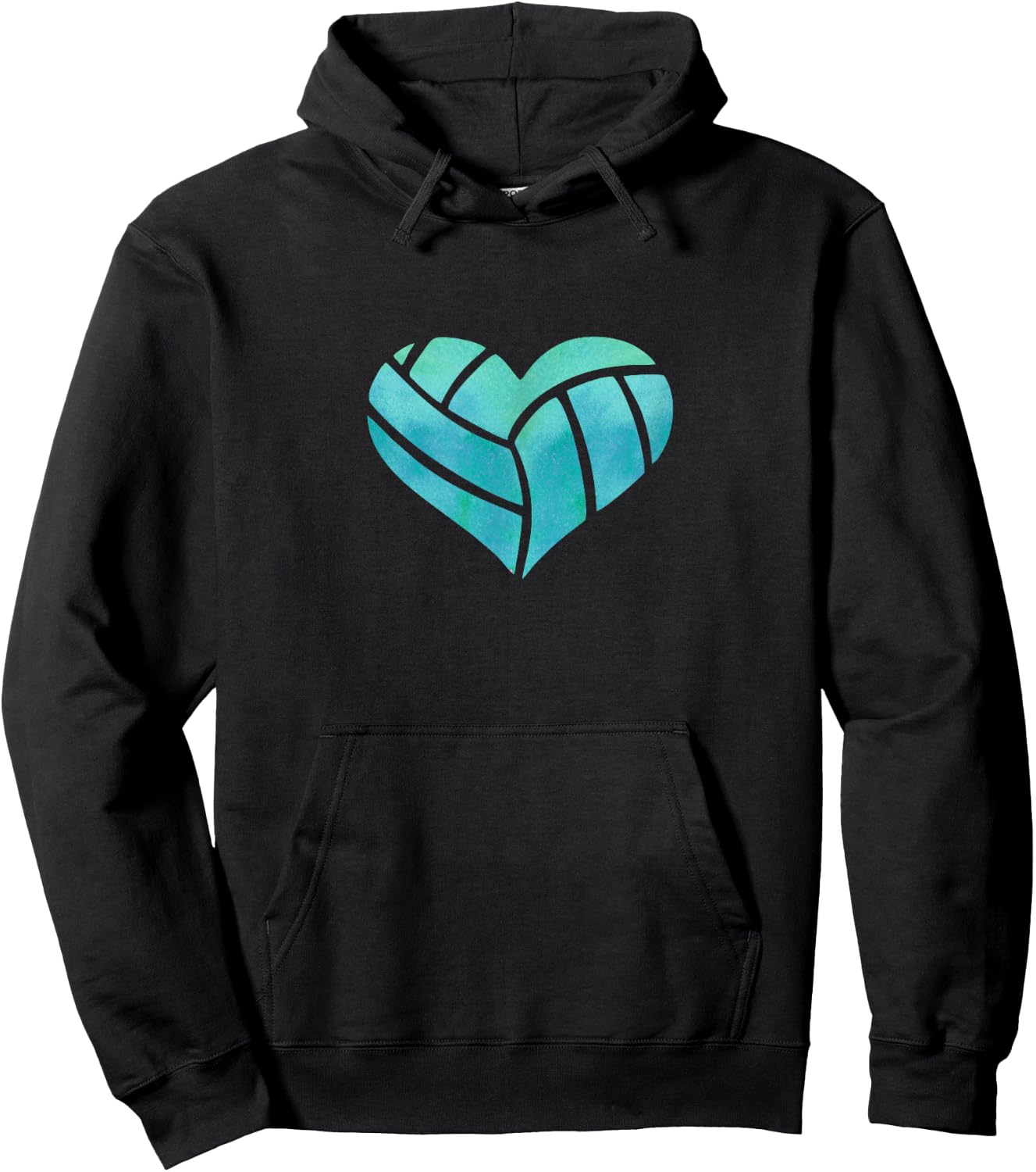 Volleyball Heart Teal Watercolor Gift a Girl Hoodie - Hoodie | Black