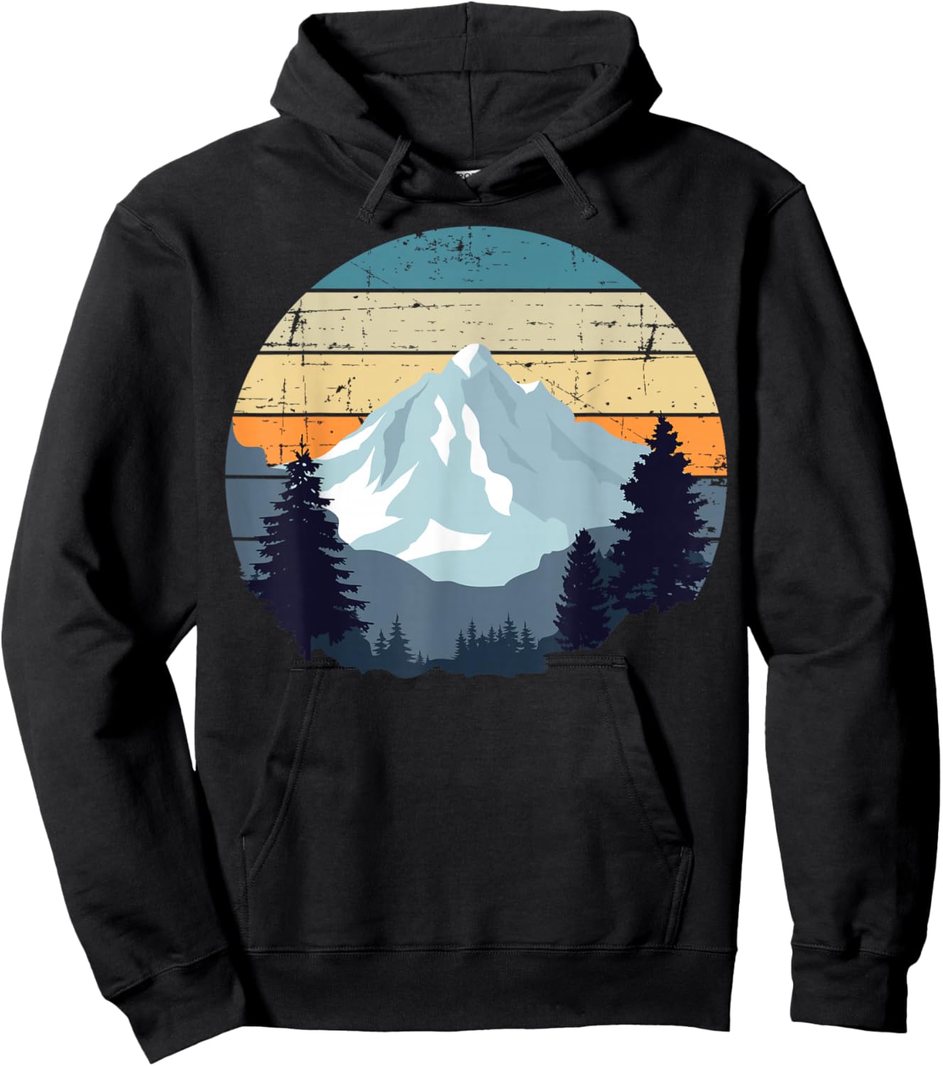 Timeless Mountain, Nature Trees and Forest Hoodie - Hoodie | Black