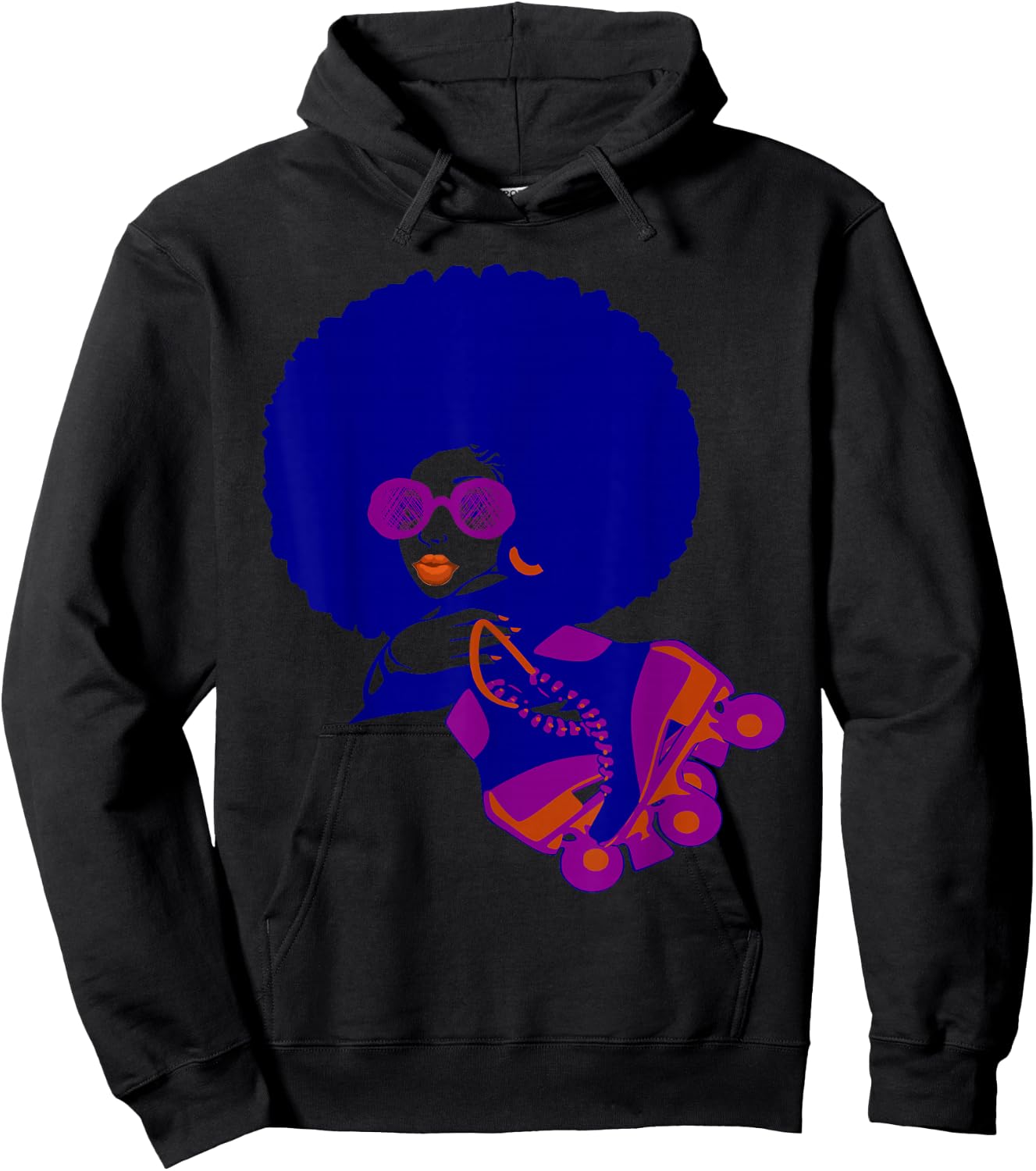 Retro Afro Hair Natural Hair girl with Afro Puff Hoodie - Hoodie | Black