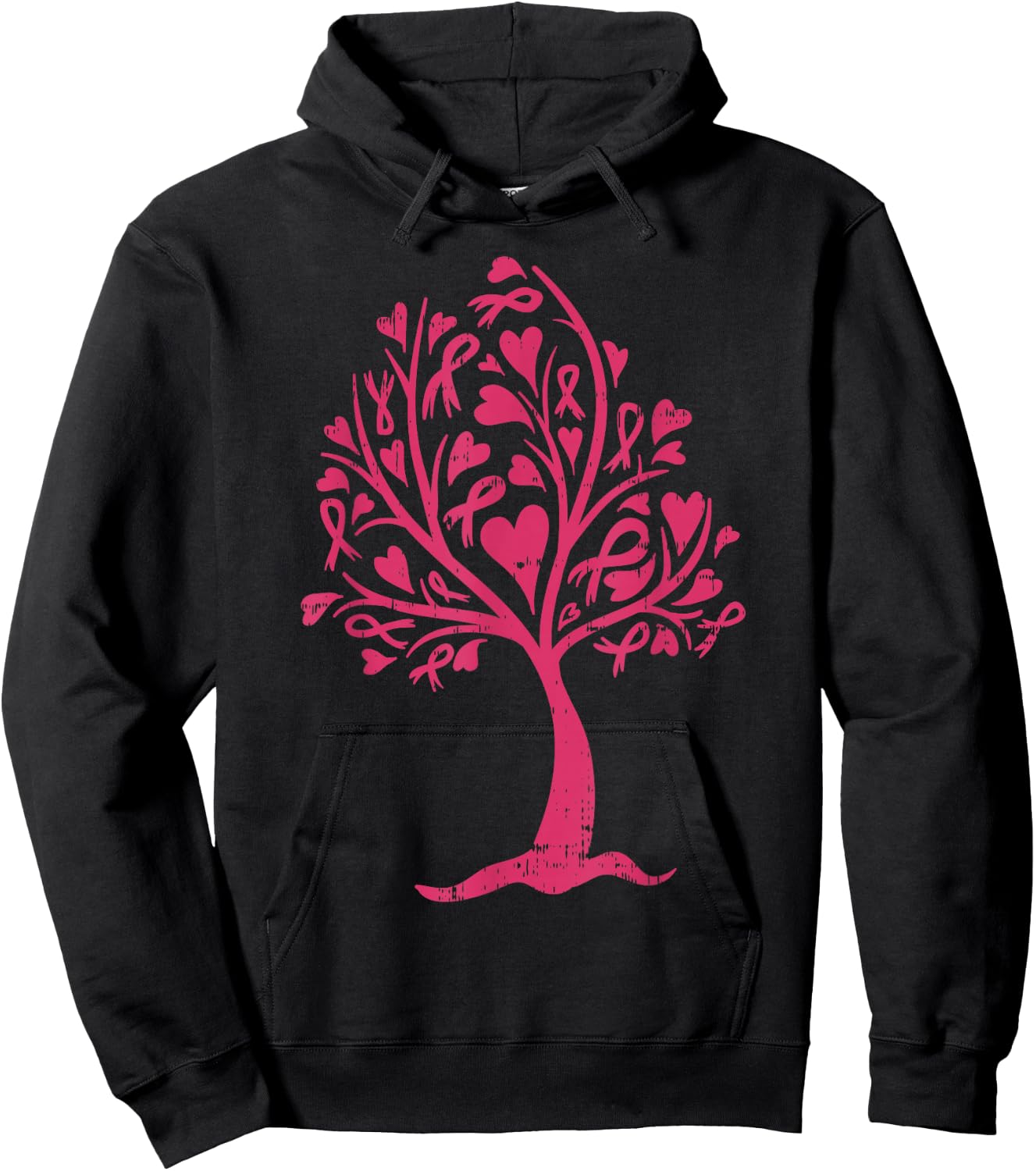 Breast Cancer Awareness Shirt Pink Ribbon Tree Support Gift Hoodie - Hoodie | Black
