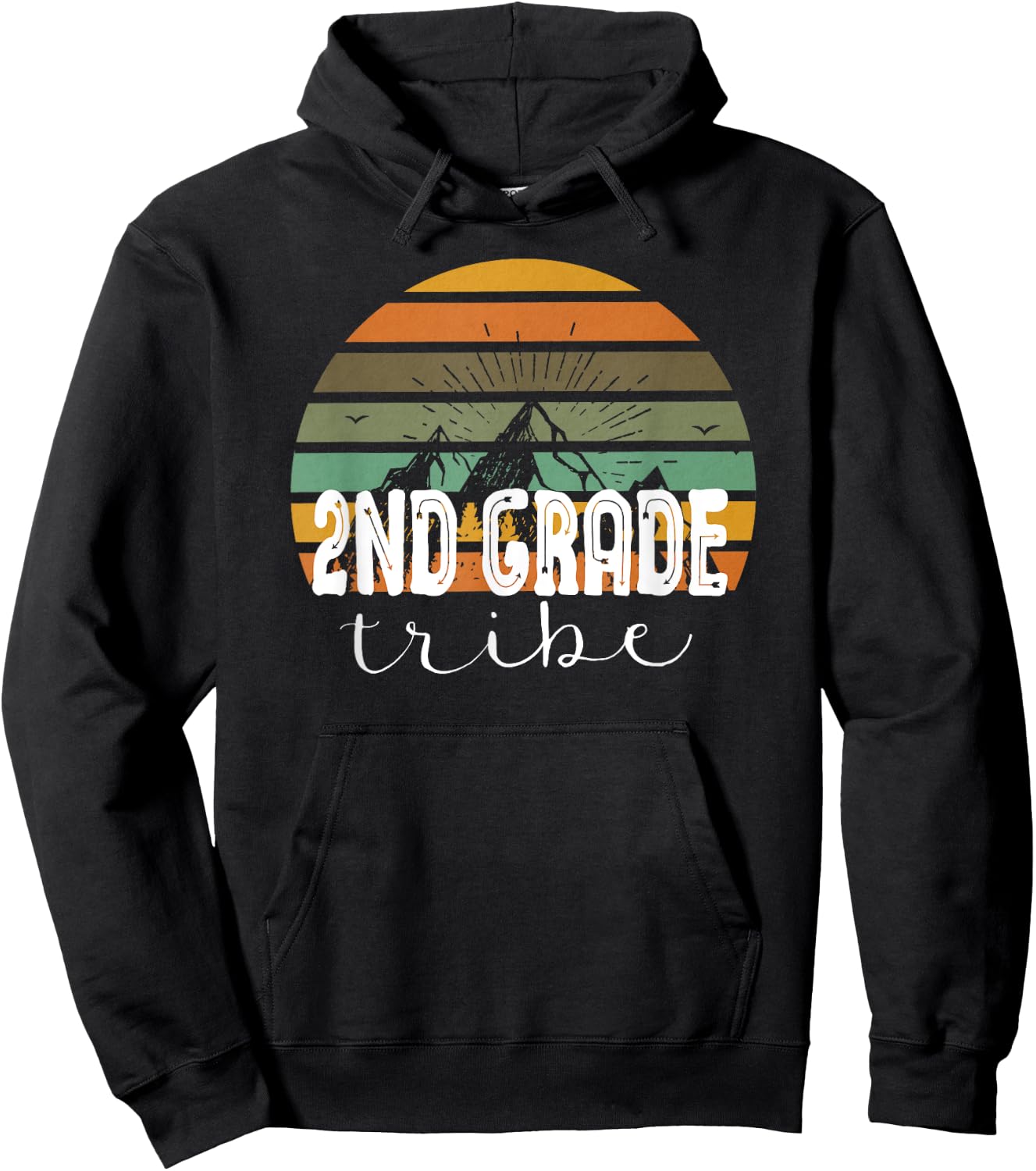 Second Grade Tribe Teacher Student Team 2nd Grade Retro Hoodie - Hoodie | Black