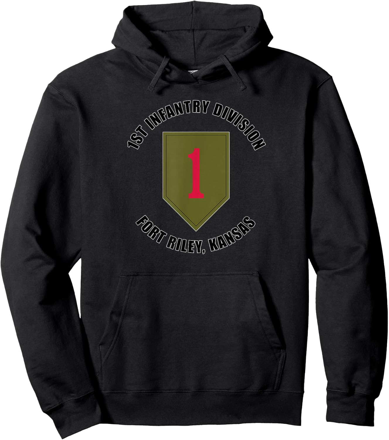 1st Infantry Division Fort Riley Kansas Emblem Veteran Hoodie - Hoodie | Black