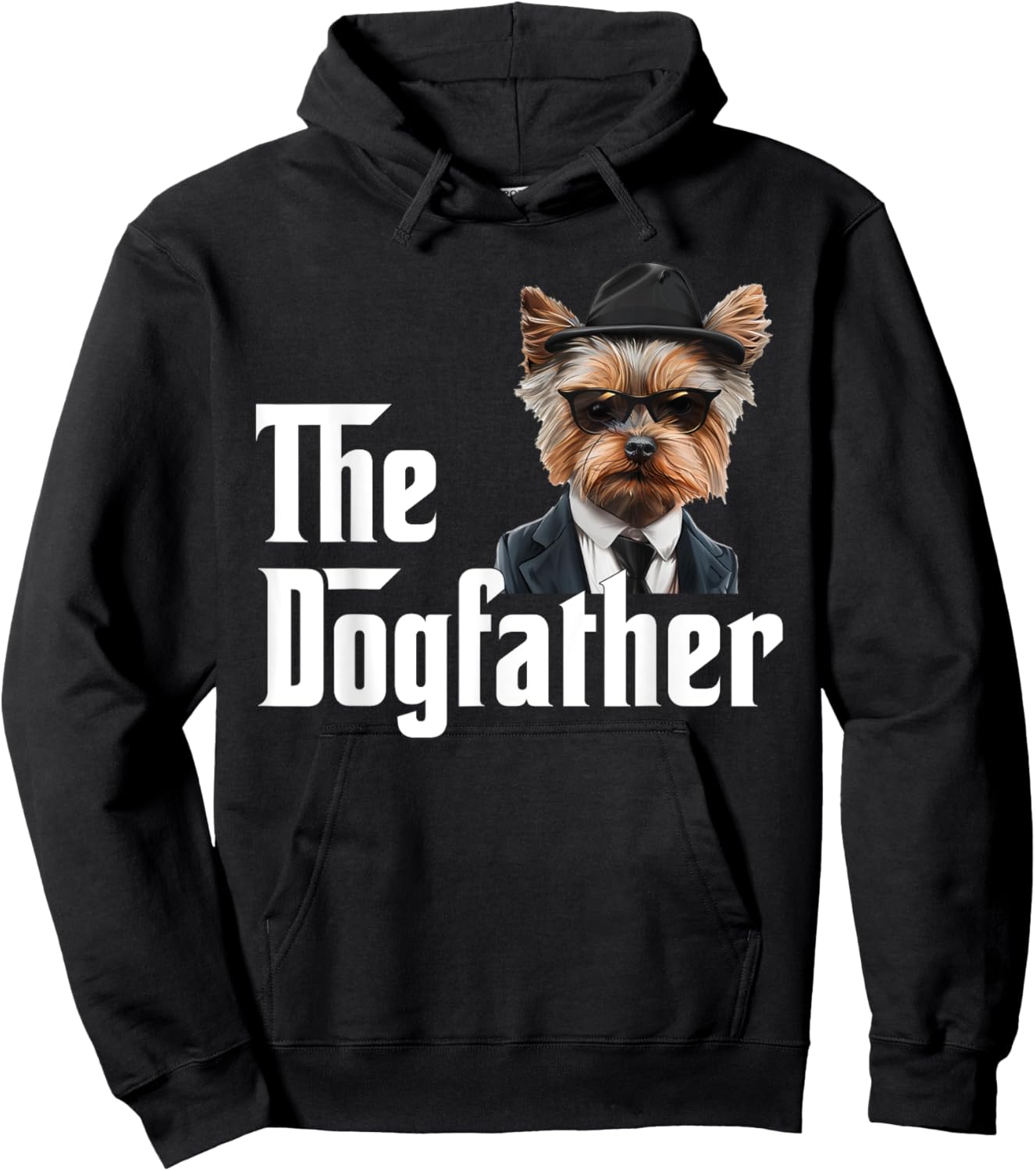 Funny Yorkshire Terrier Dog Dad Design - The Dogfather Hoodie - Hoodie | Black