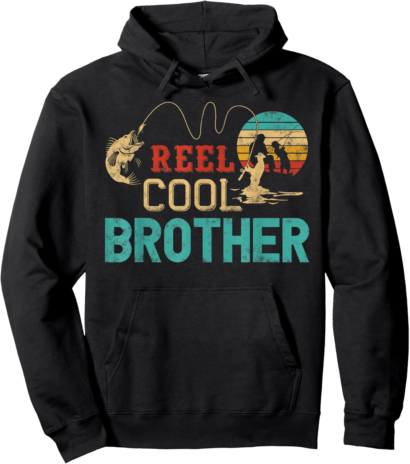 Reel cool Brother Fishing Father’s Day Gift Brother Hoodie - Hoodie | Black