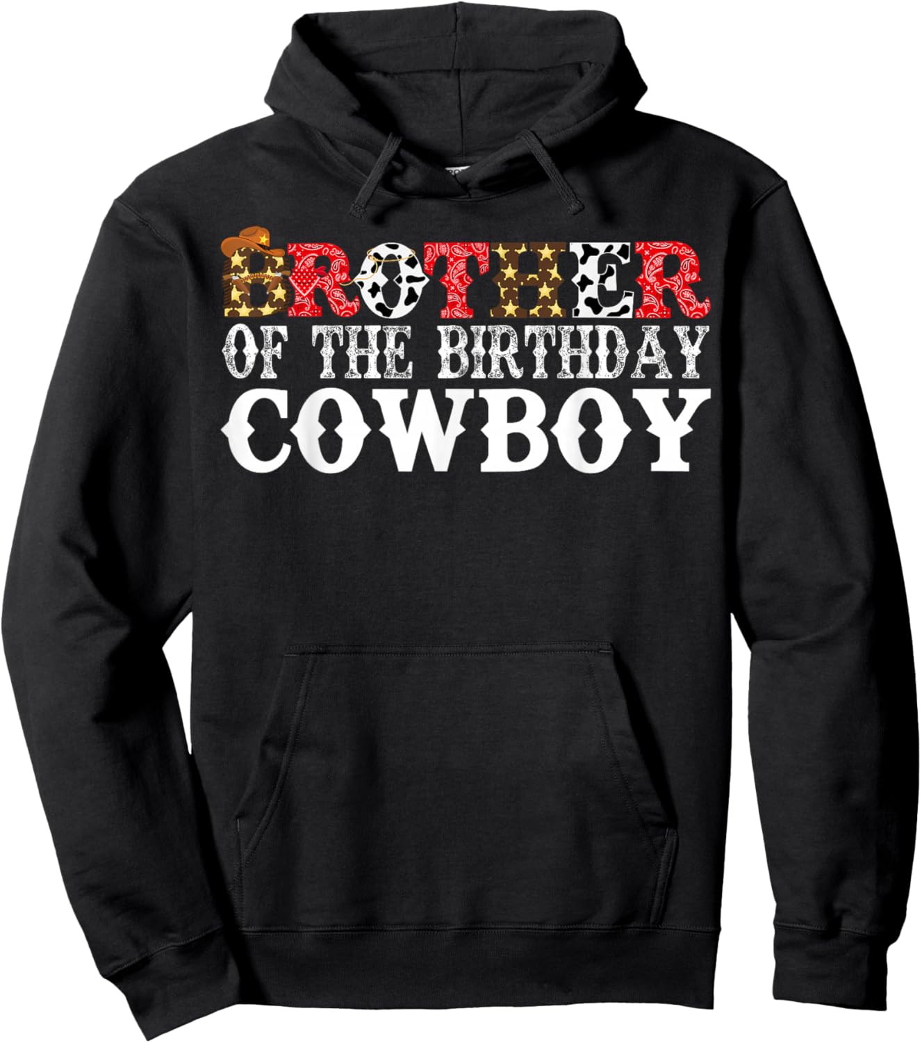 Brother 1st First Birthday Kids Cowboy Western Rodeo Party Hoodie - Hoodie | Black