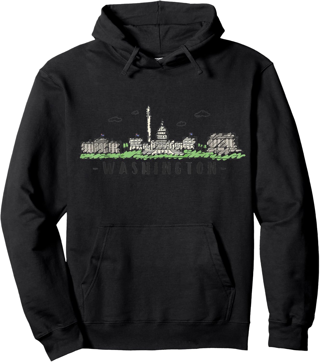 Washington DC Skyline Vintage Hoodie - Hoodie | Black