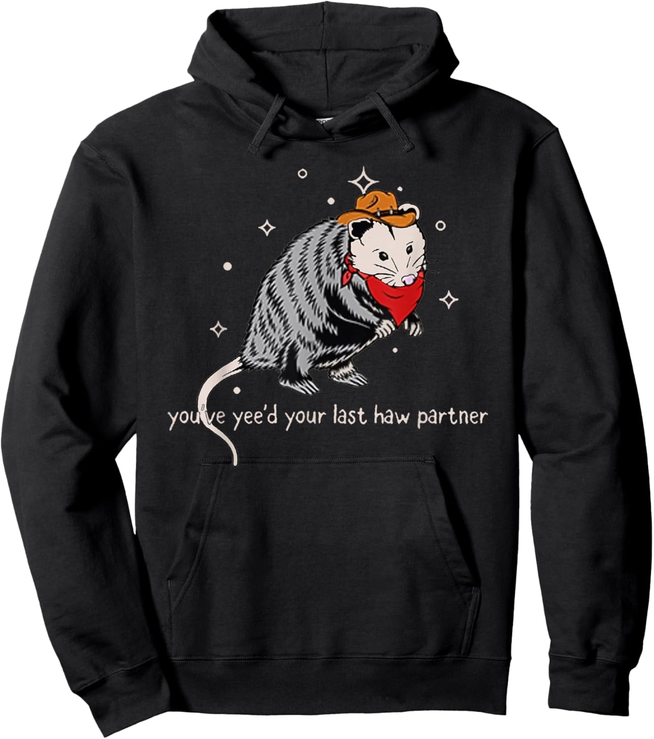 Funny Vintage Opossum Cowboy Hat Western Possum Lover Gifts Hoodie - Hoodie | Black