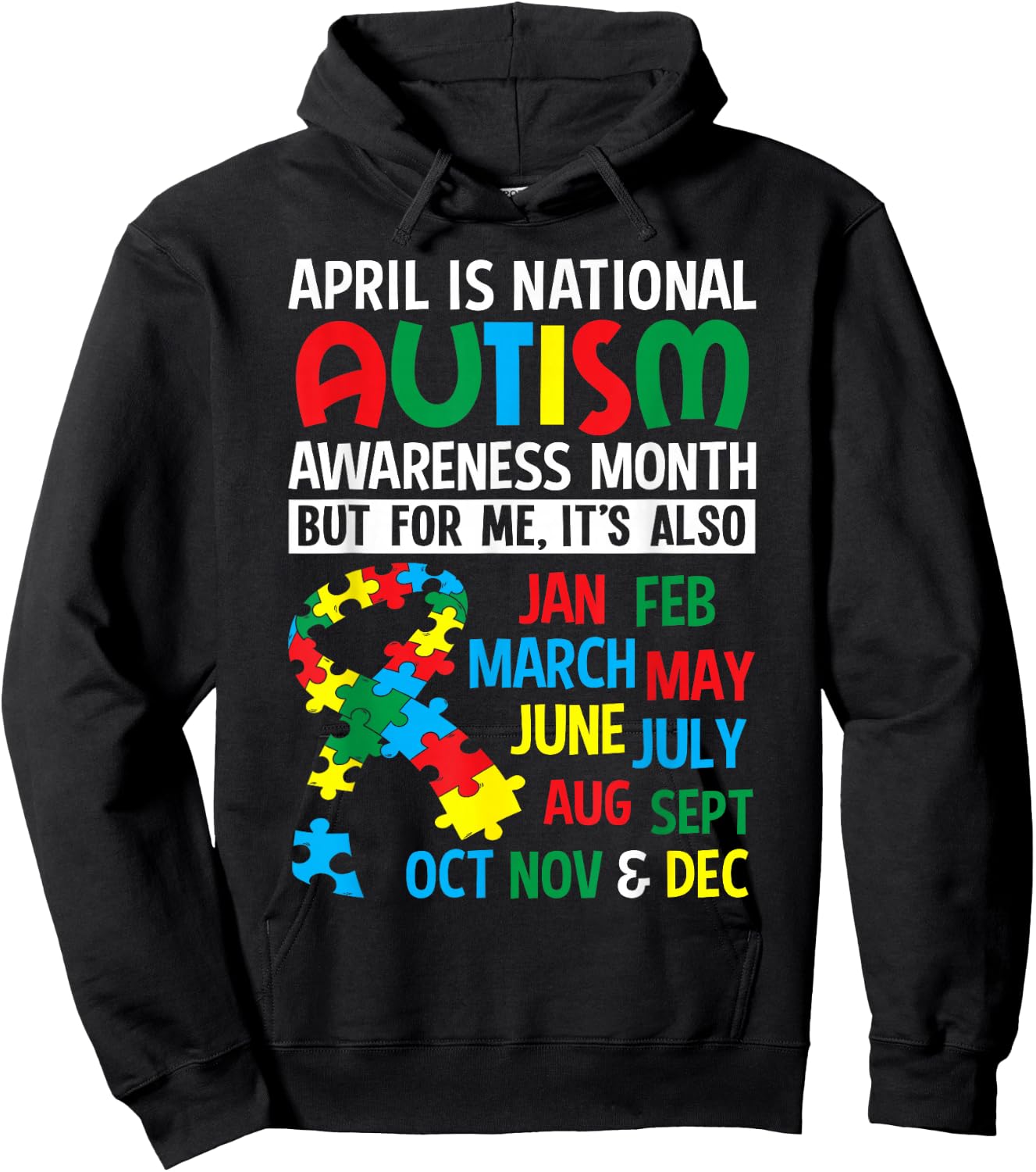 April is National Autism Awareness Month T Shirt Gift Hoodie - Hoodie | Black