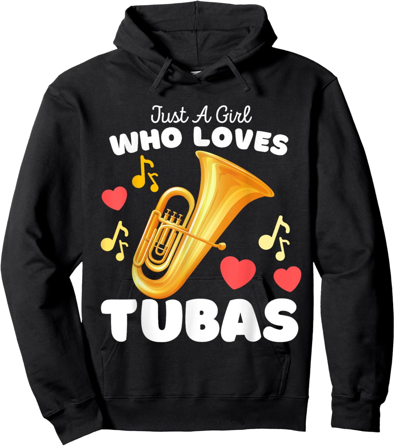 Just A Girl Who Loves Tubas - Cute Girls Tuba Hoodie - Hoodie | Black
