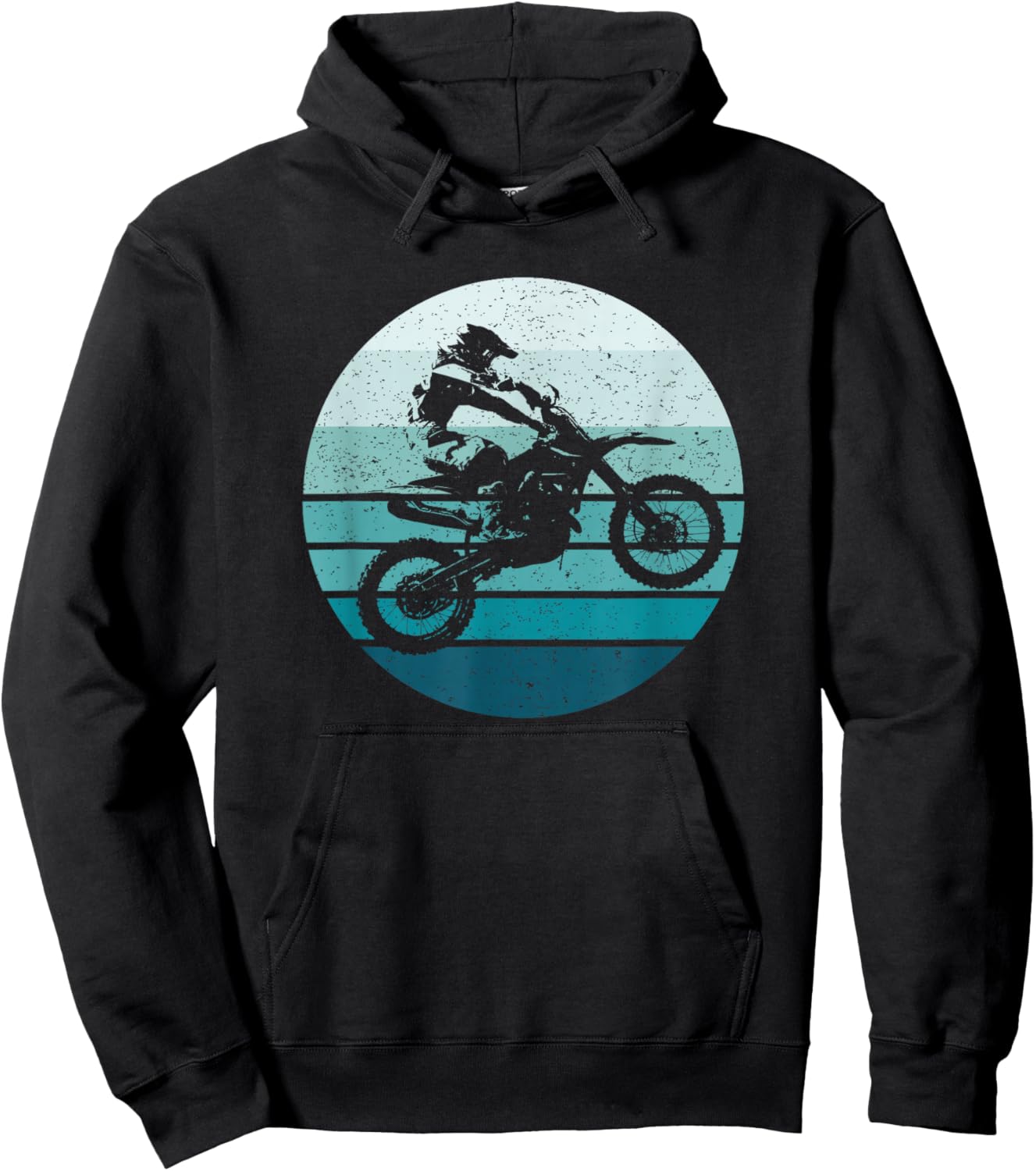 Motocross, Vintage, Dirt Bike Rider, Sunset Background Hoodie - Hoodie | Black