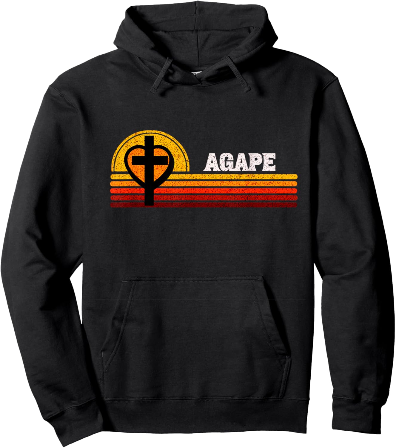 Agape God Love and Man Cross Heart Christian Faith Hoodie - Hoodie | Black