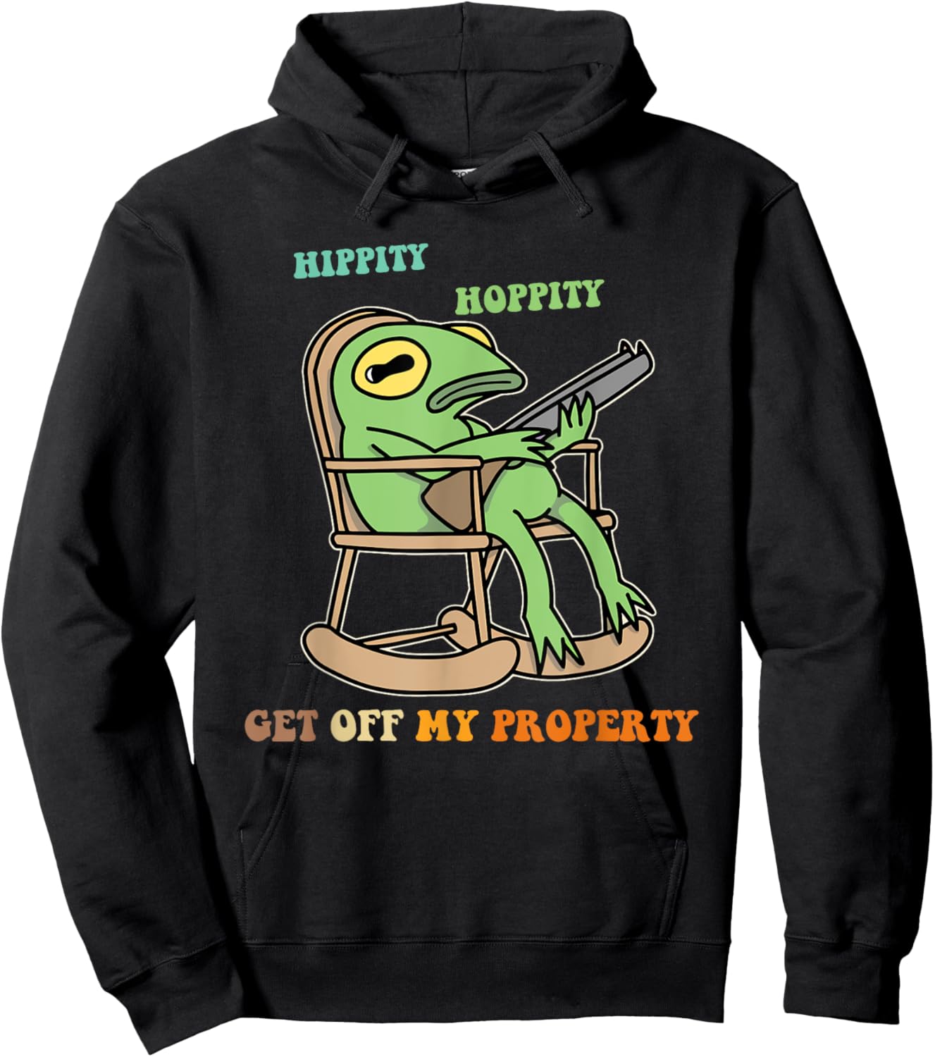 Hippity Hoppity Get Off My Property Frog Black -Adults Cotton 60% Polyester 40% Modern Lightweight Classic Fit Short Sleeve Hoodie - Hoodie | Black