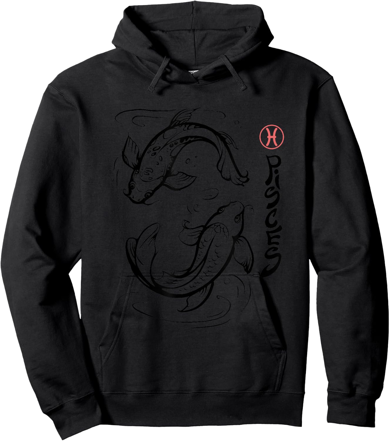 Zodiac Pisces Astrology Star Sign Graphic Japanese Koi Fish Hoodie - Hoodie | Black