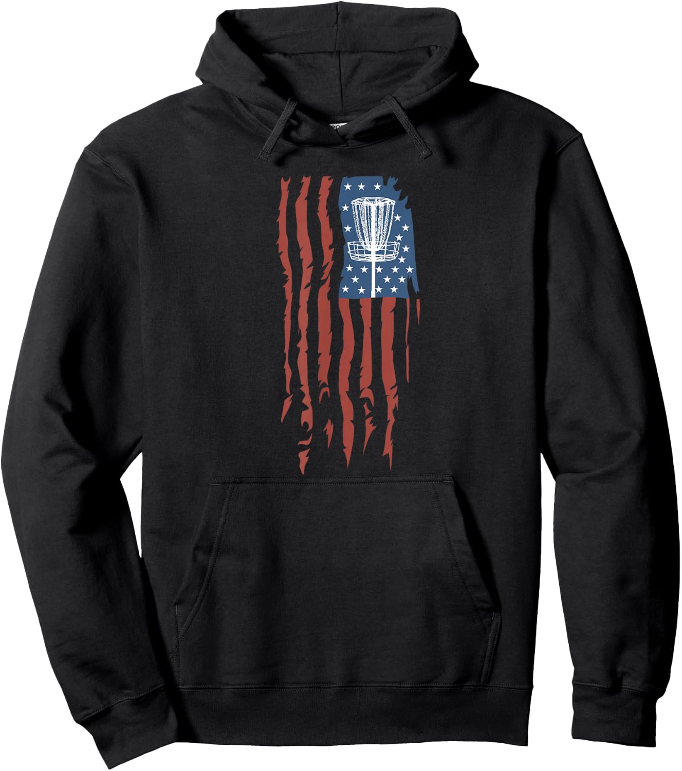 Disc Golf American Flag Retro Frisbee Sports Gift Hoodie - Hoodie | Black