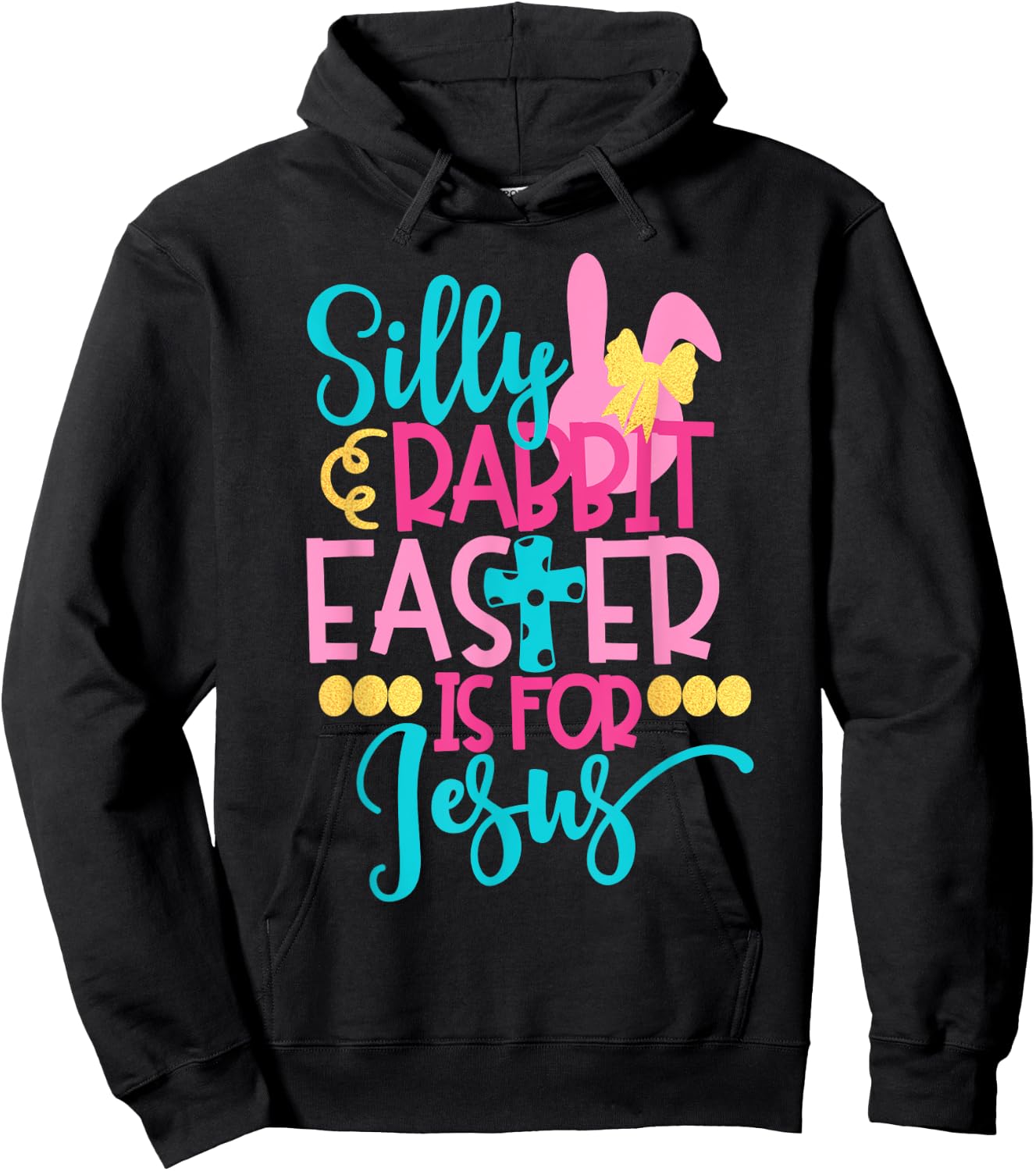 Rabbit Easter Bunny with Floppy Ear Gift Easter Spring Hoodie - Hoodie | Black